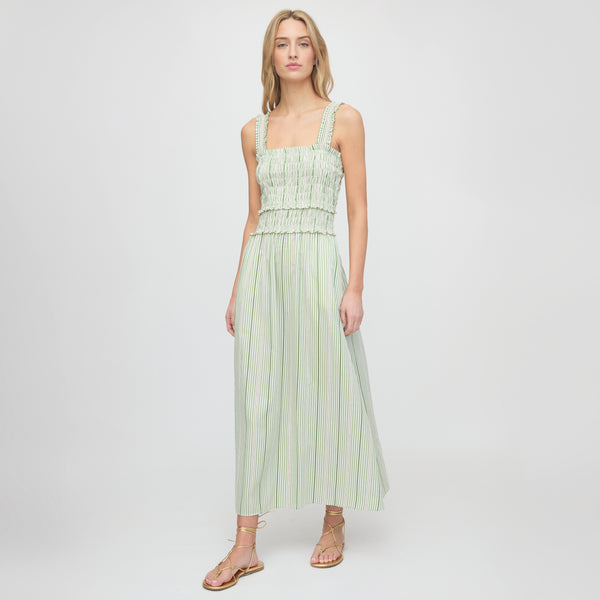The Azalea Maxi Nap Dress - Green Jacquard Stripe – Hill House Home