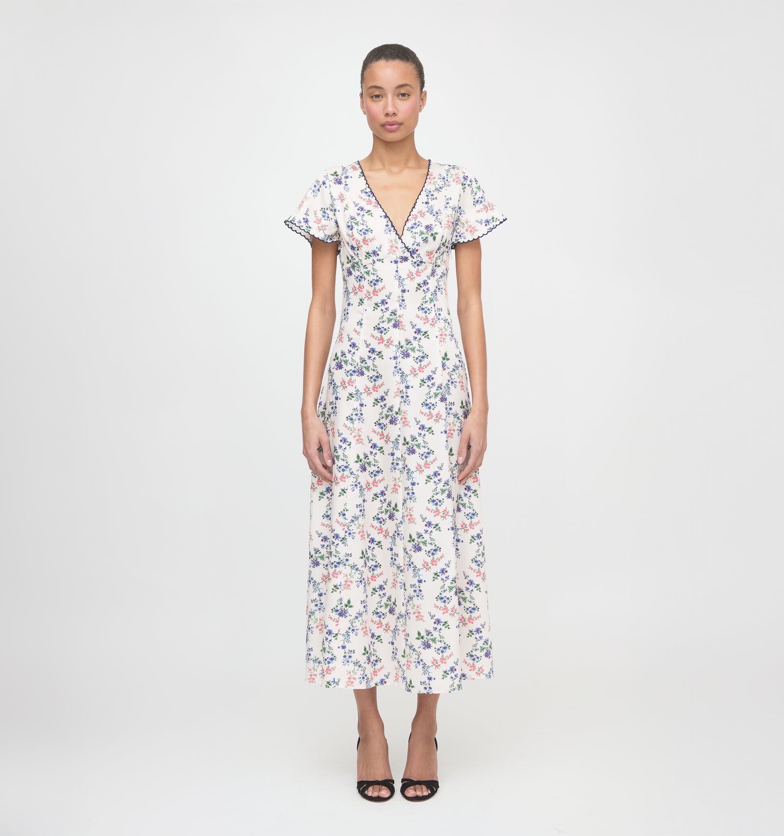 The Brie Dress - Scallop Bow Chintz Pink