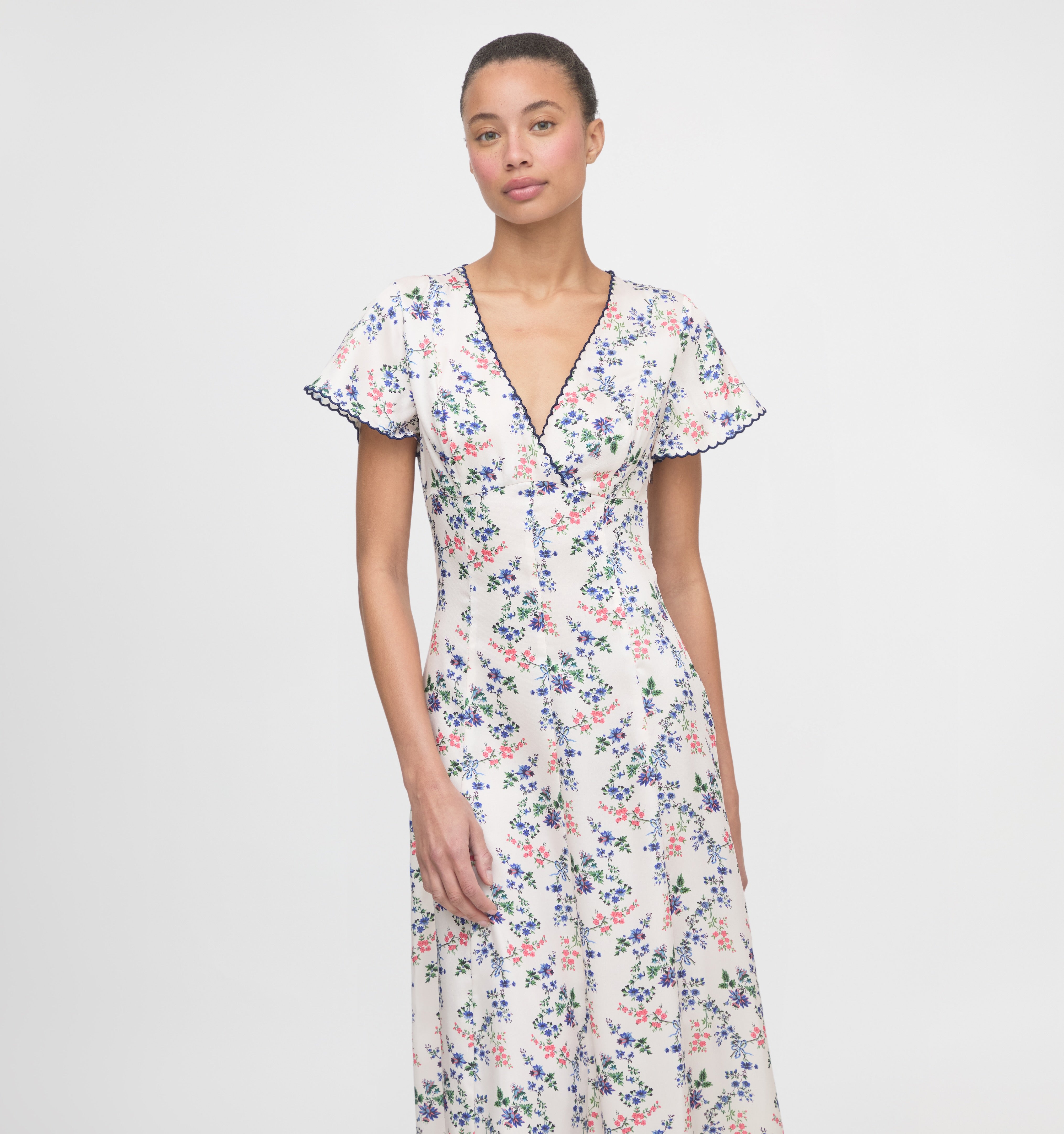 The Brie Dress - Scallop Bow Chintz Pink – Hill House Home