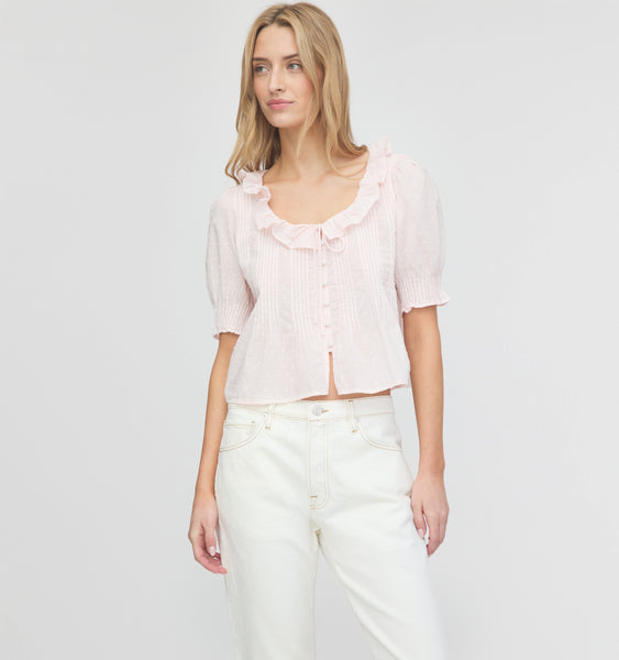 The Camri Top - Powder Pink Swiss Dot – Hill House Home