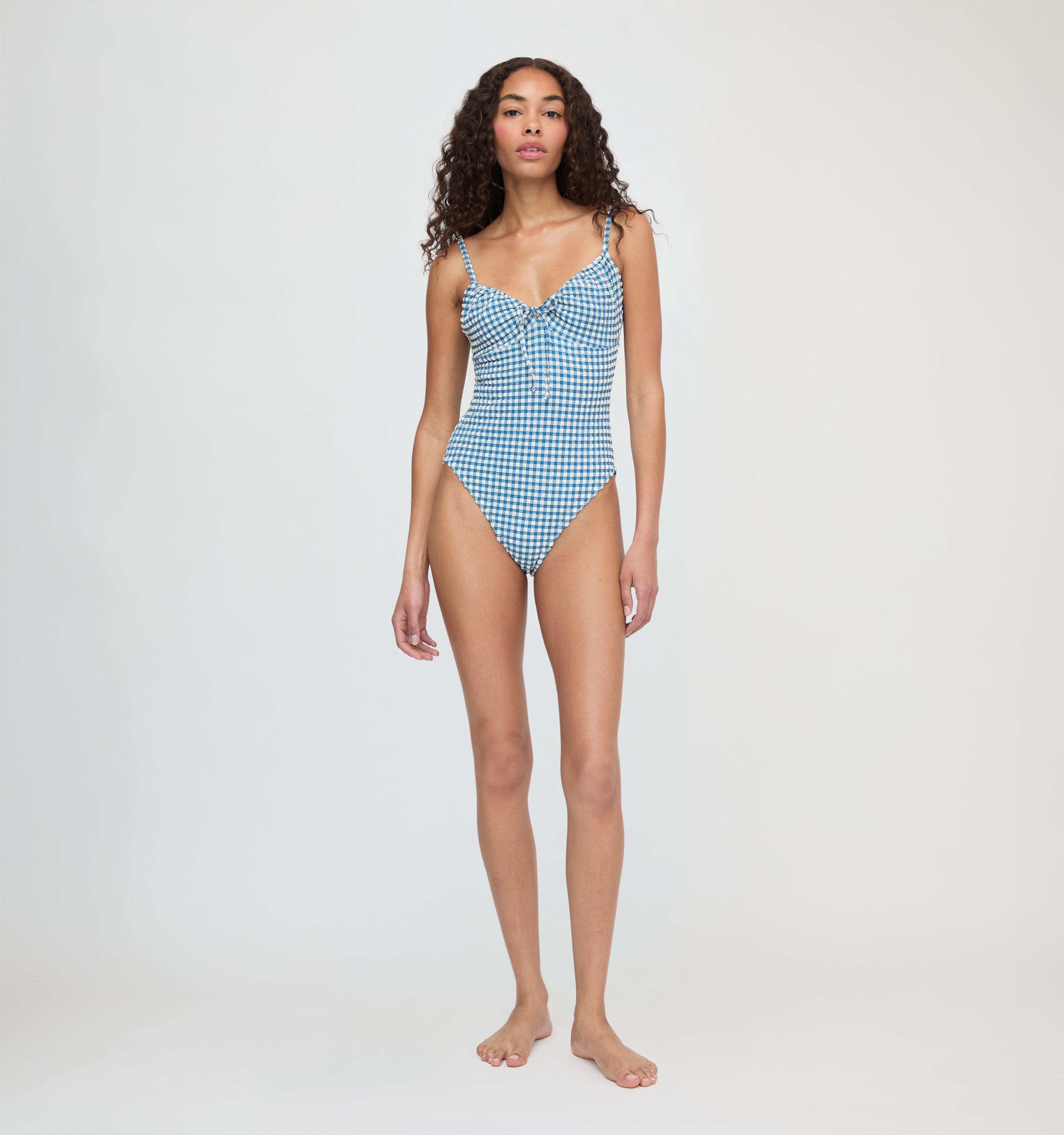 The Cari One Piece - Lagoon Gingham – Hill House Home