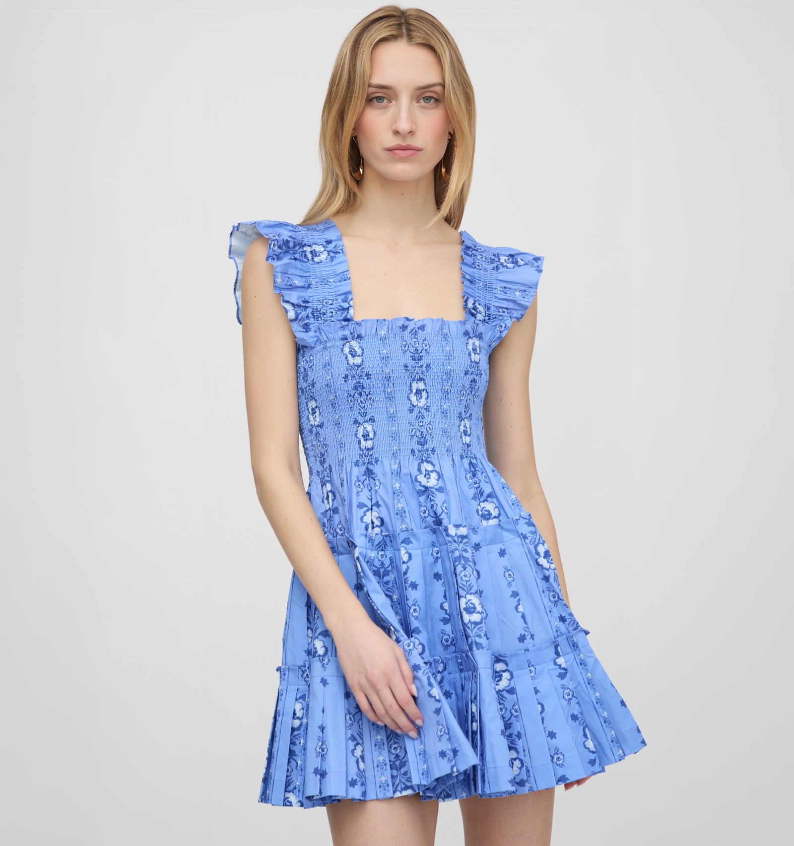 The Charlotte Nap Dress - Blue Arcadia Border