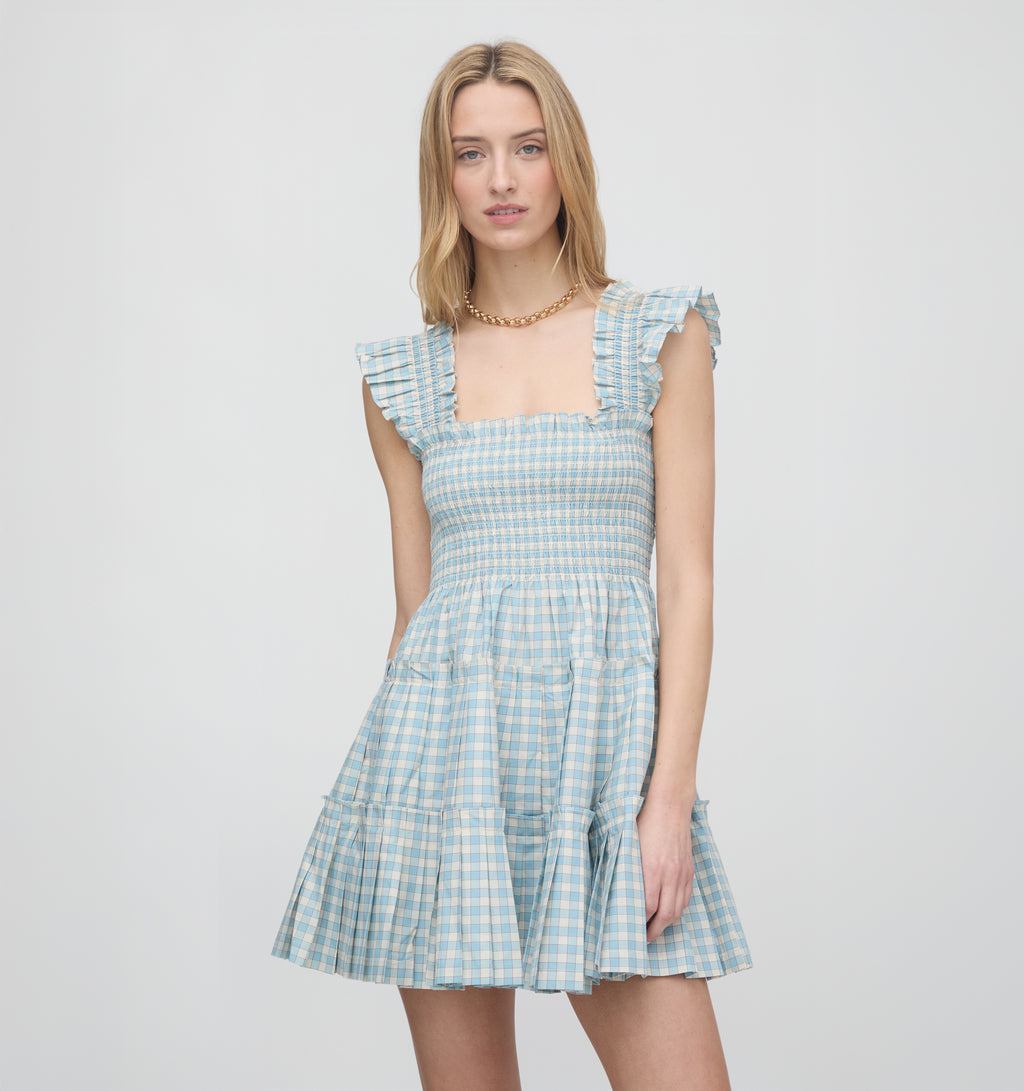 charlotte gingham linen shift dress Hill House Home Women's The Charlotte Nap Dress - Blue Red Gingham