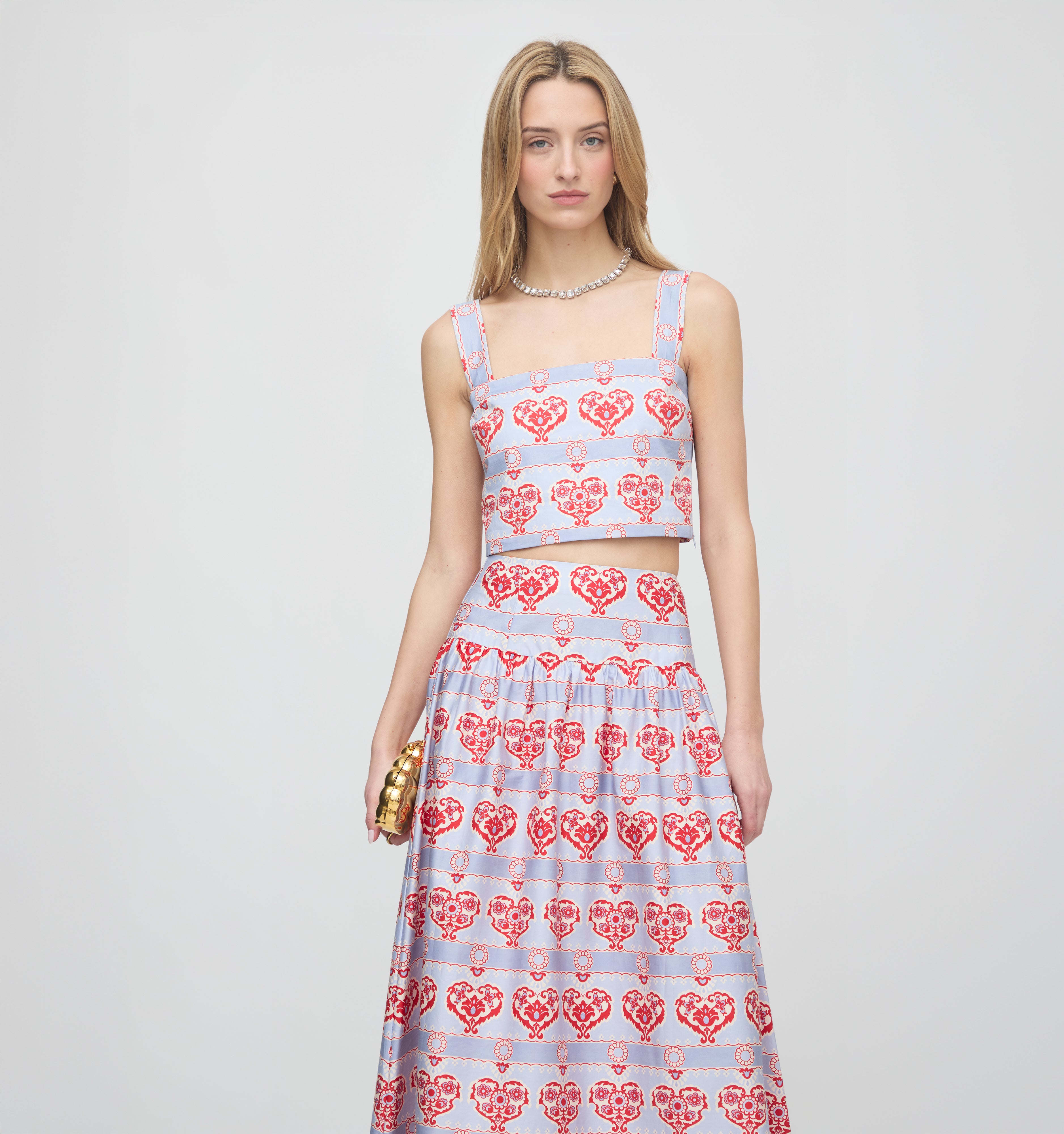 The Clara Crop Top - Poppy Damask Stripe – Hill House Home