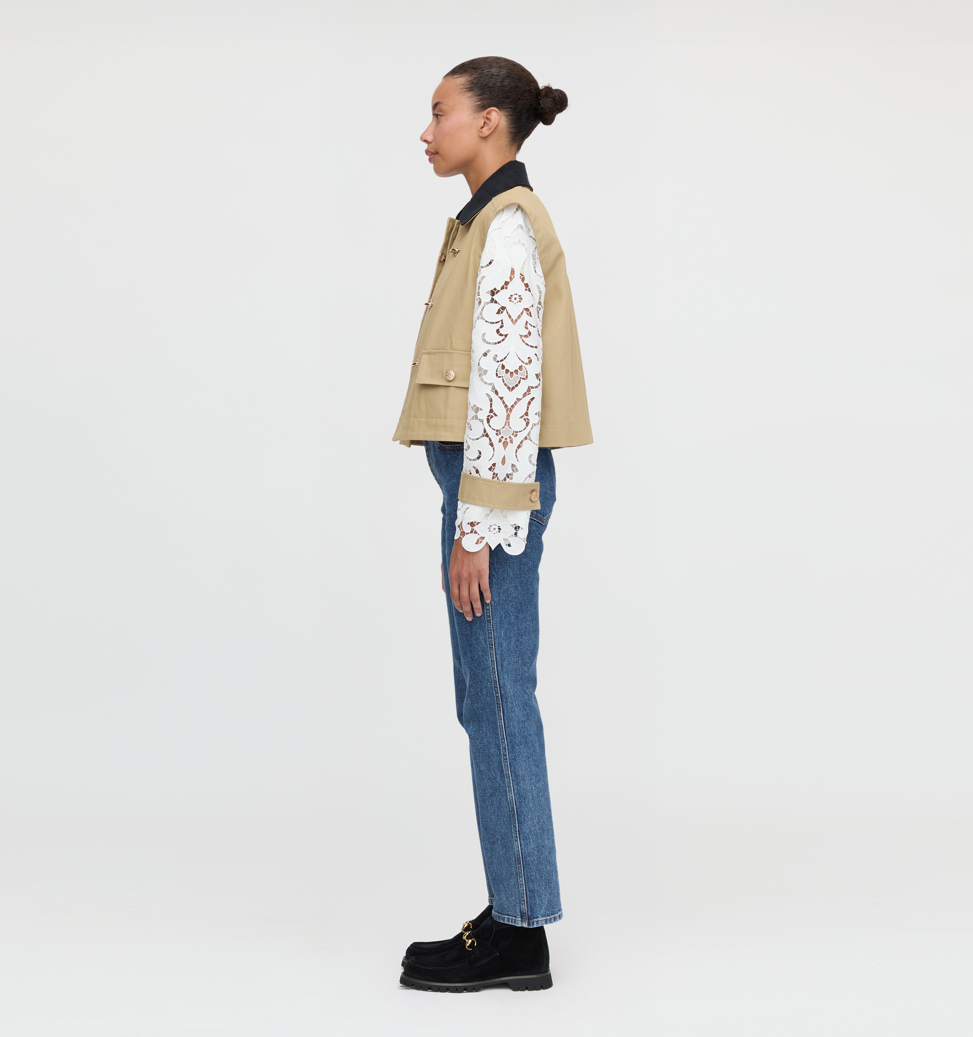 The Clarisse Jacket in Khaki Canvas color: Khaki Canvas