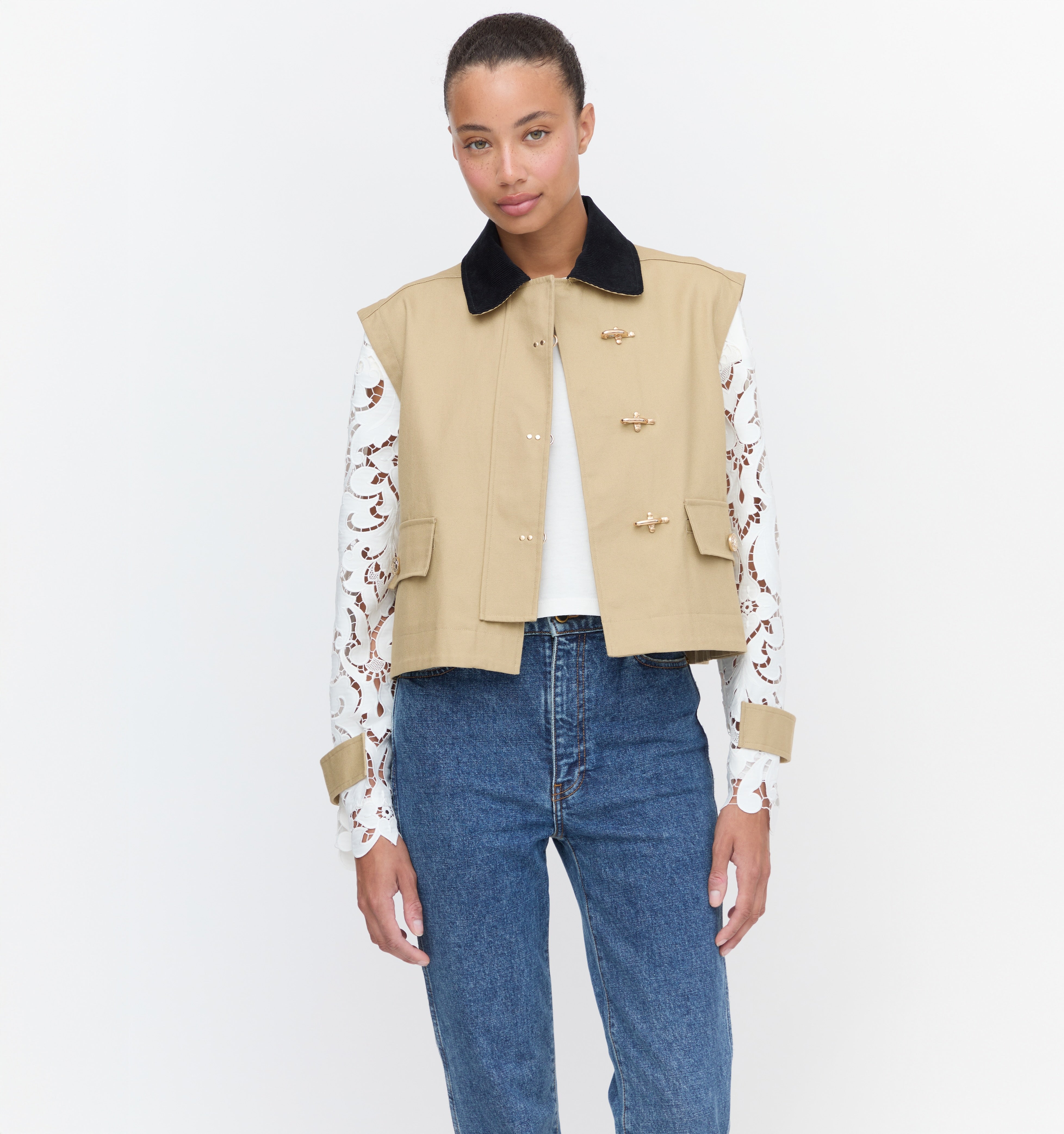 The Clarisse Jacket in Khaki Canvas color: Khaki Canvas