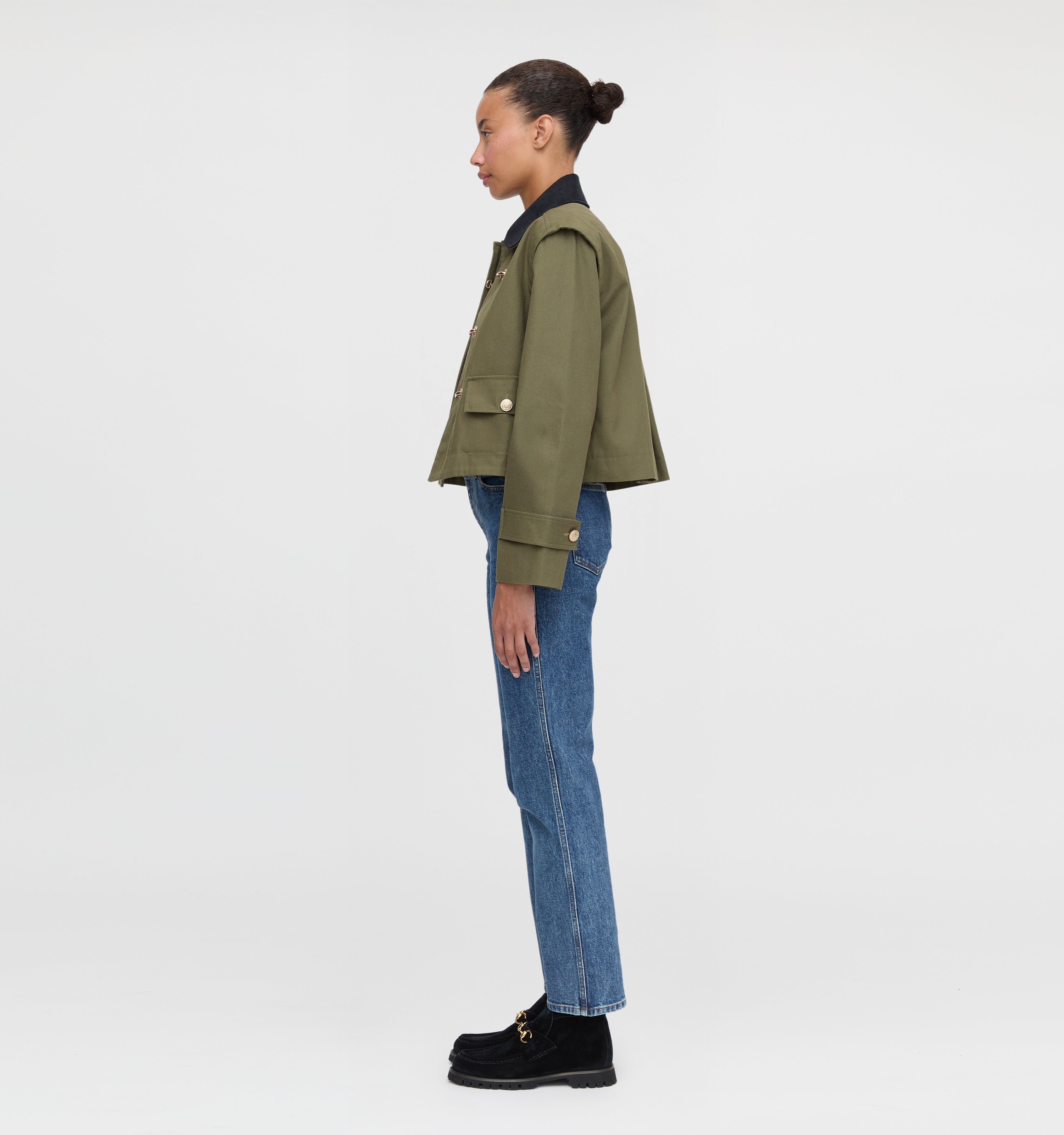 The Clarisse Jacket in Olive Canvas color: Olive Canvas