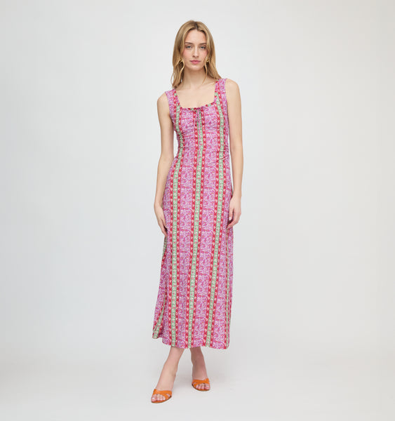 The Coraline Dress - Sunset Etched Floral Stripe – Hill House Home