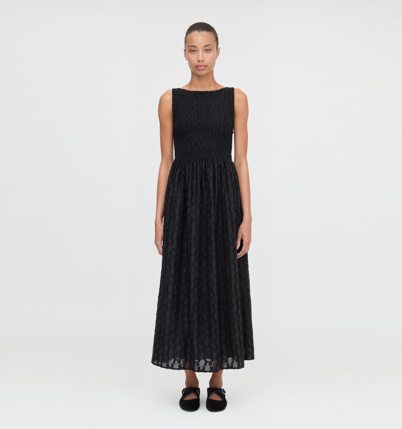 The Cosima Nap Dress in Black Fil Coupé