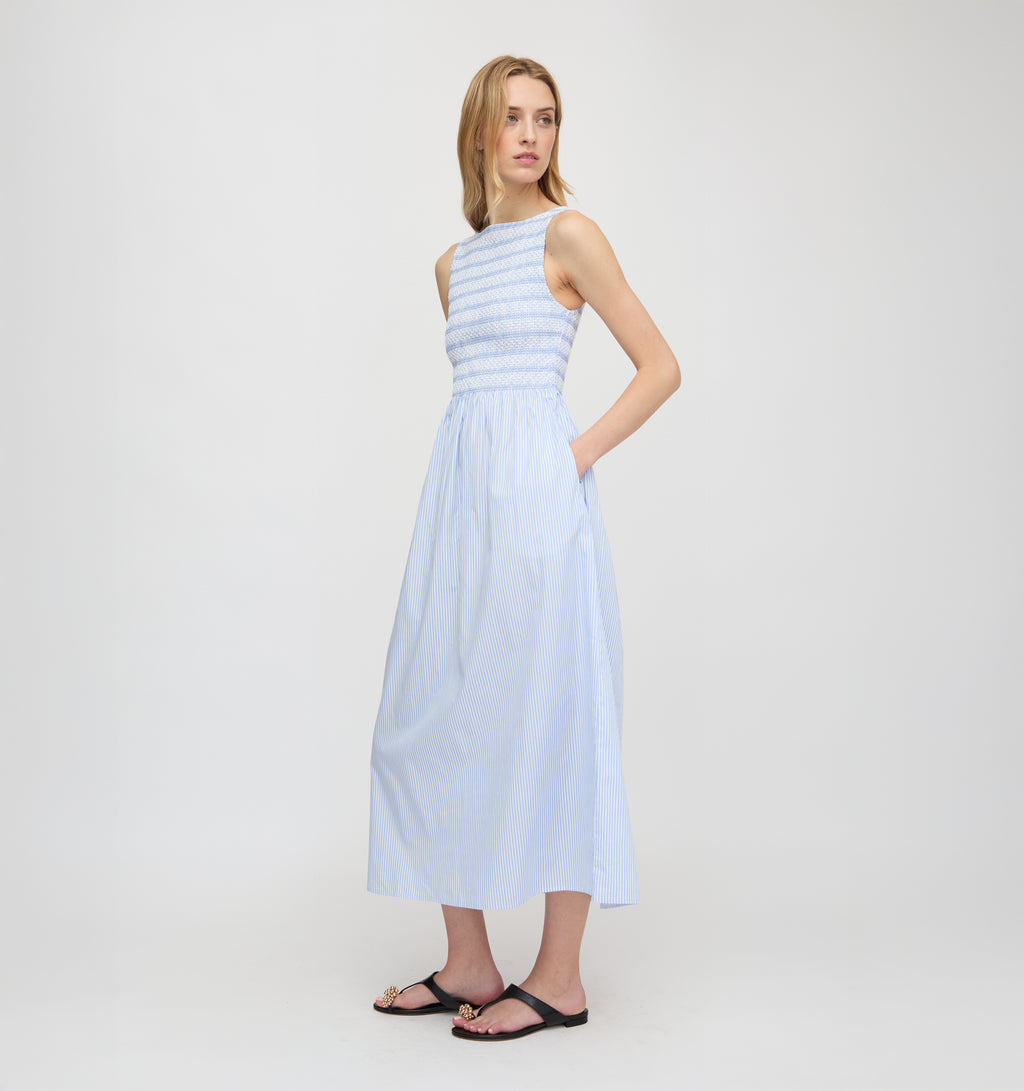blue and white striped bridesmaid dresses Hill House Home Women's The Cosima Nap Dress - Multi - Size XXS Royal blue