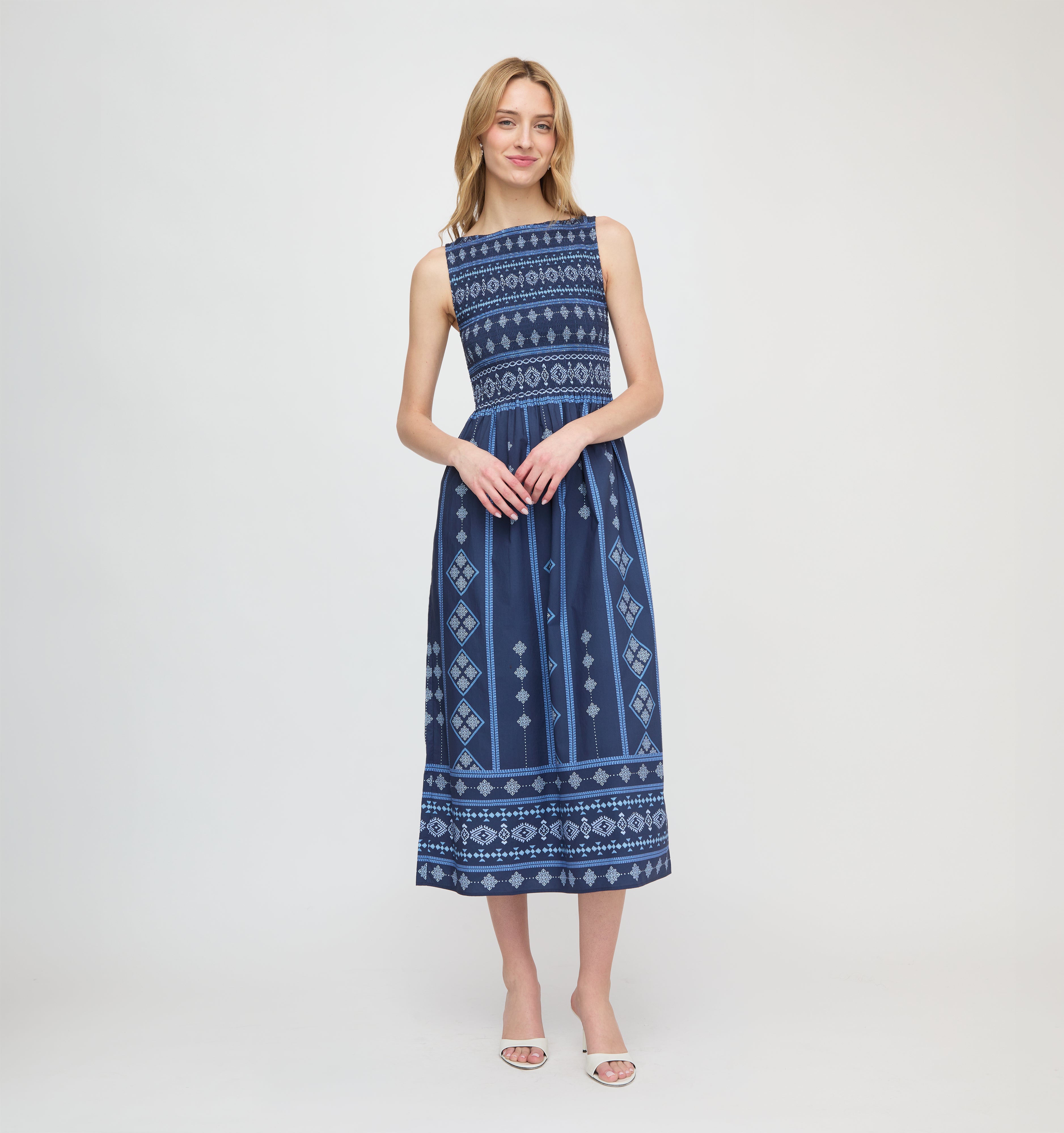 The Cosima Nap Dress - Navy Trellis – Hill House Home