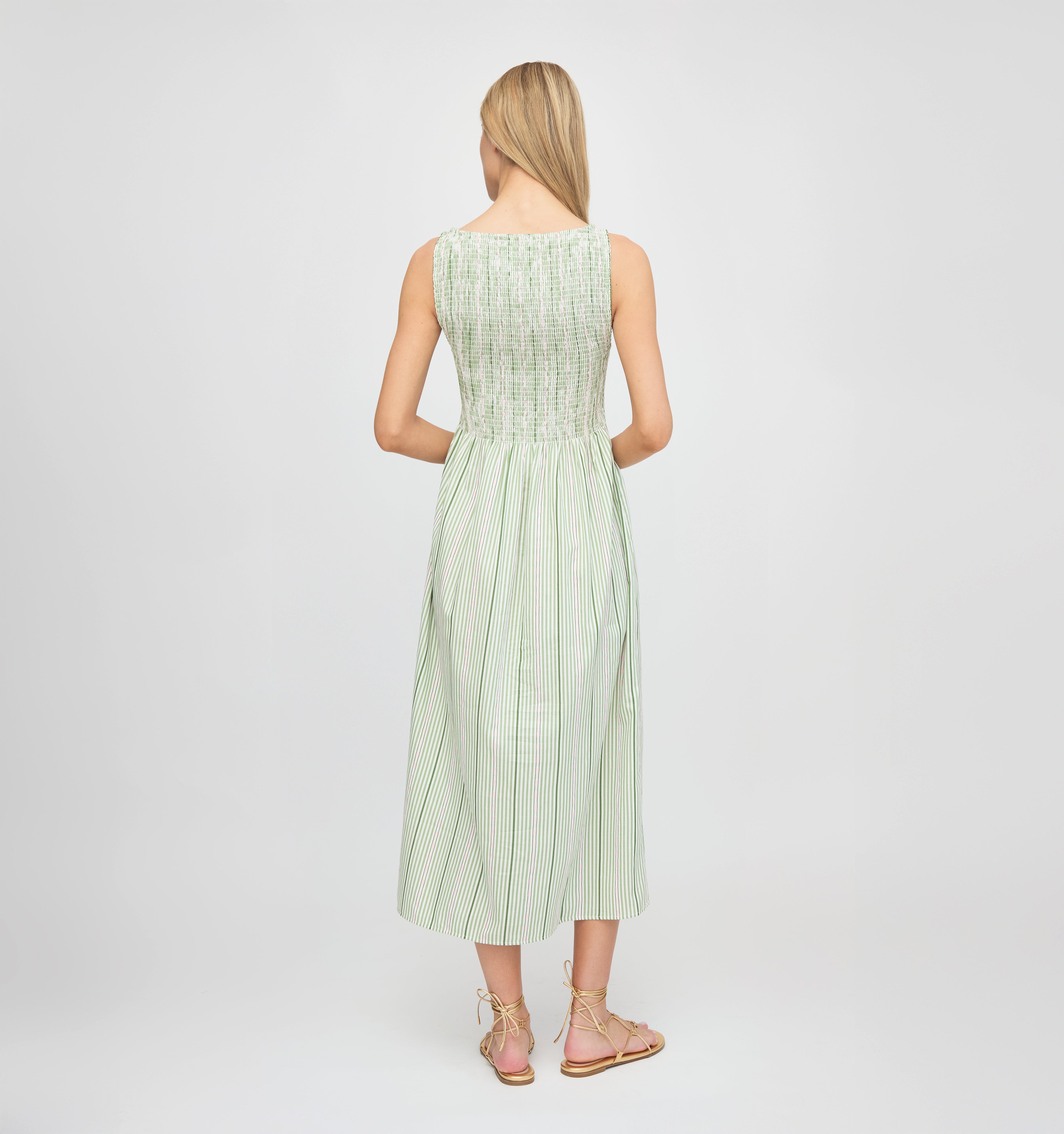 The Cosima Nap Dress - Green Jacquard Stripe