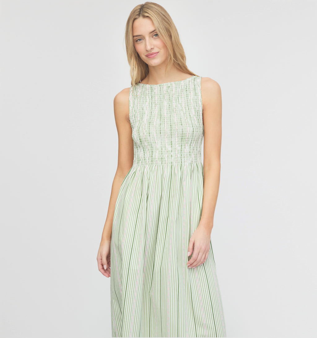 The Cosima Nap Dress in Green Jacquard Stripe XXXS The Cosima Nap Dress in Green Jacquard Stripe XXXS