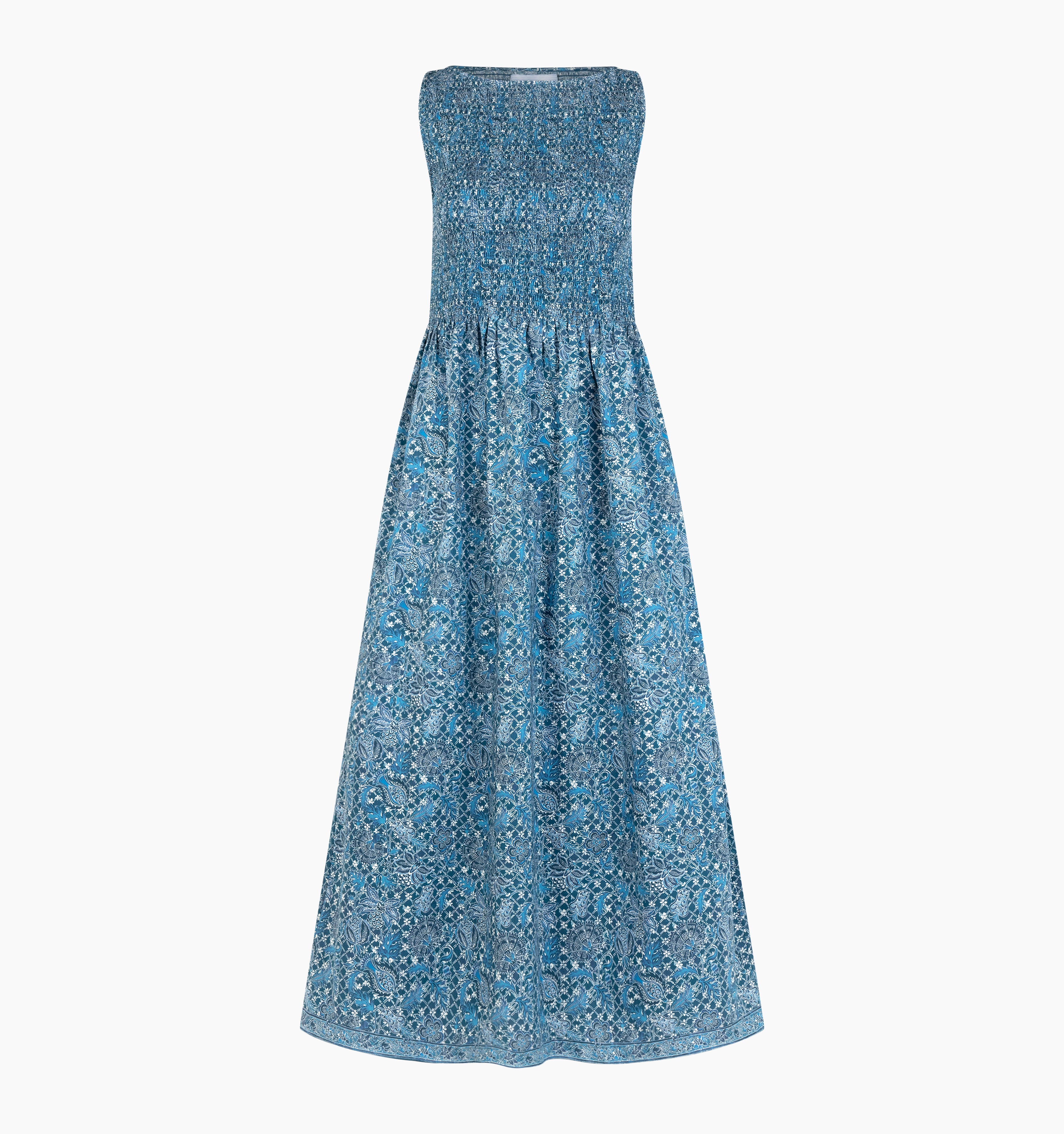 The Cosima Nap Dress - Navy Calico Trellis