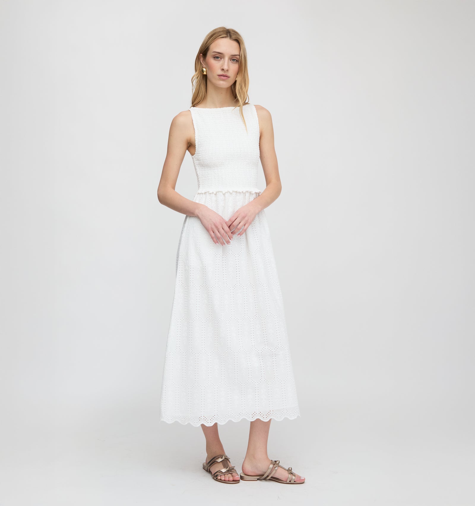 Hill House Home Women's The Christina Nap Dress - White Trellis Broderie