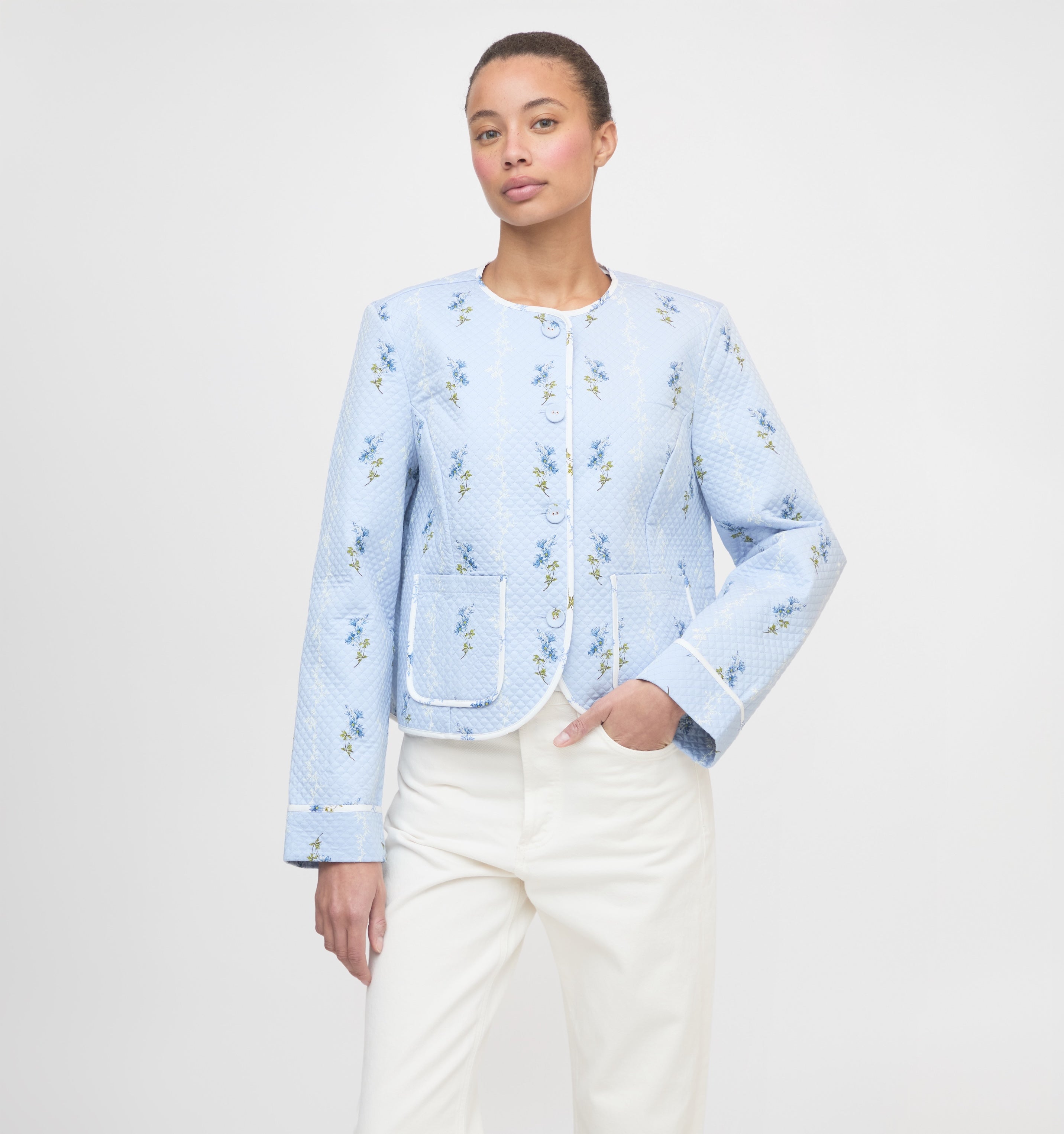 The Cropped Rowan Jacket - Bluebell Waltz