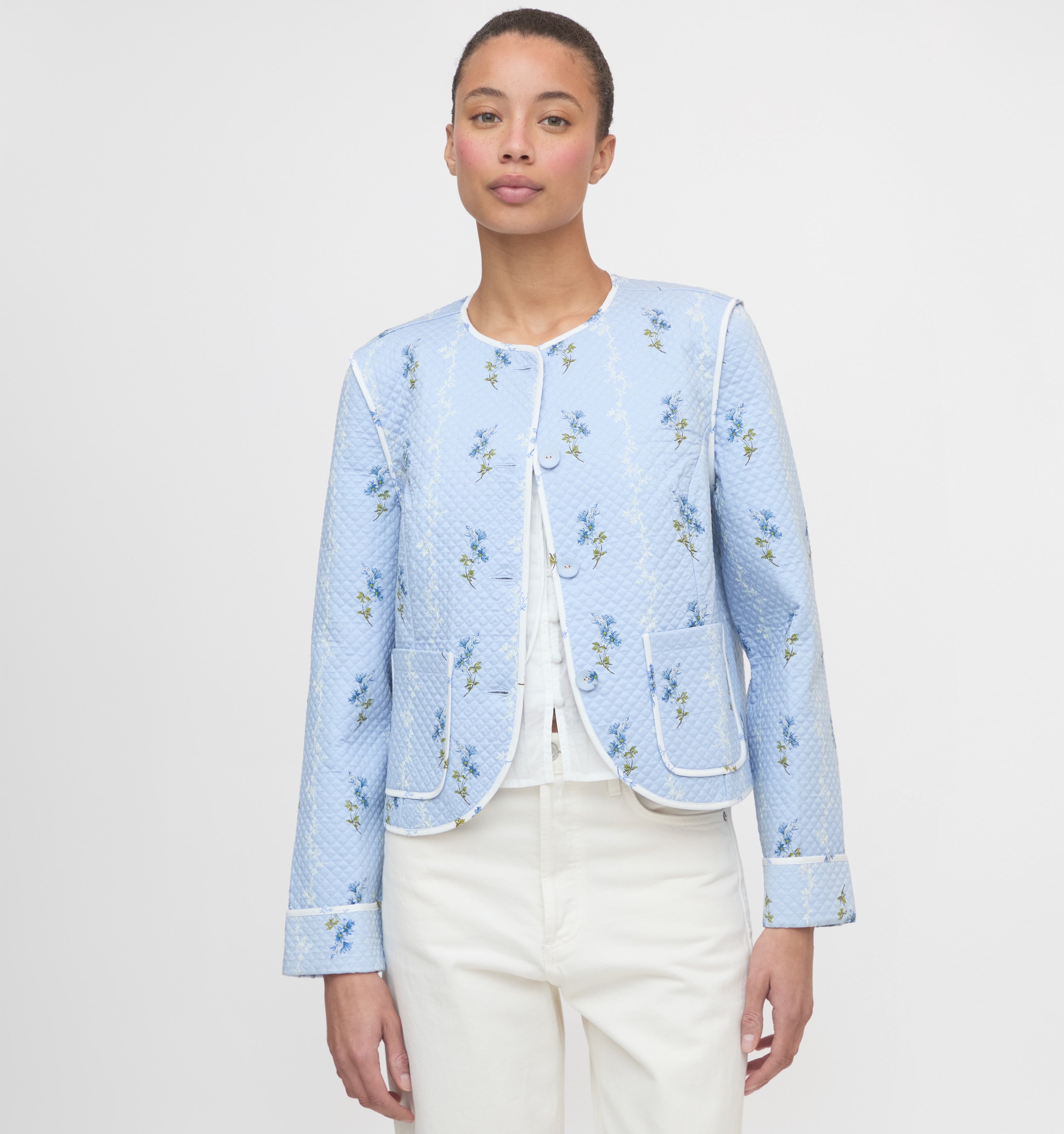 The Cropped Rowan Jacket - Bluebell Waltz
