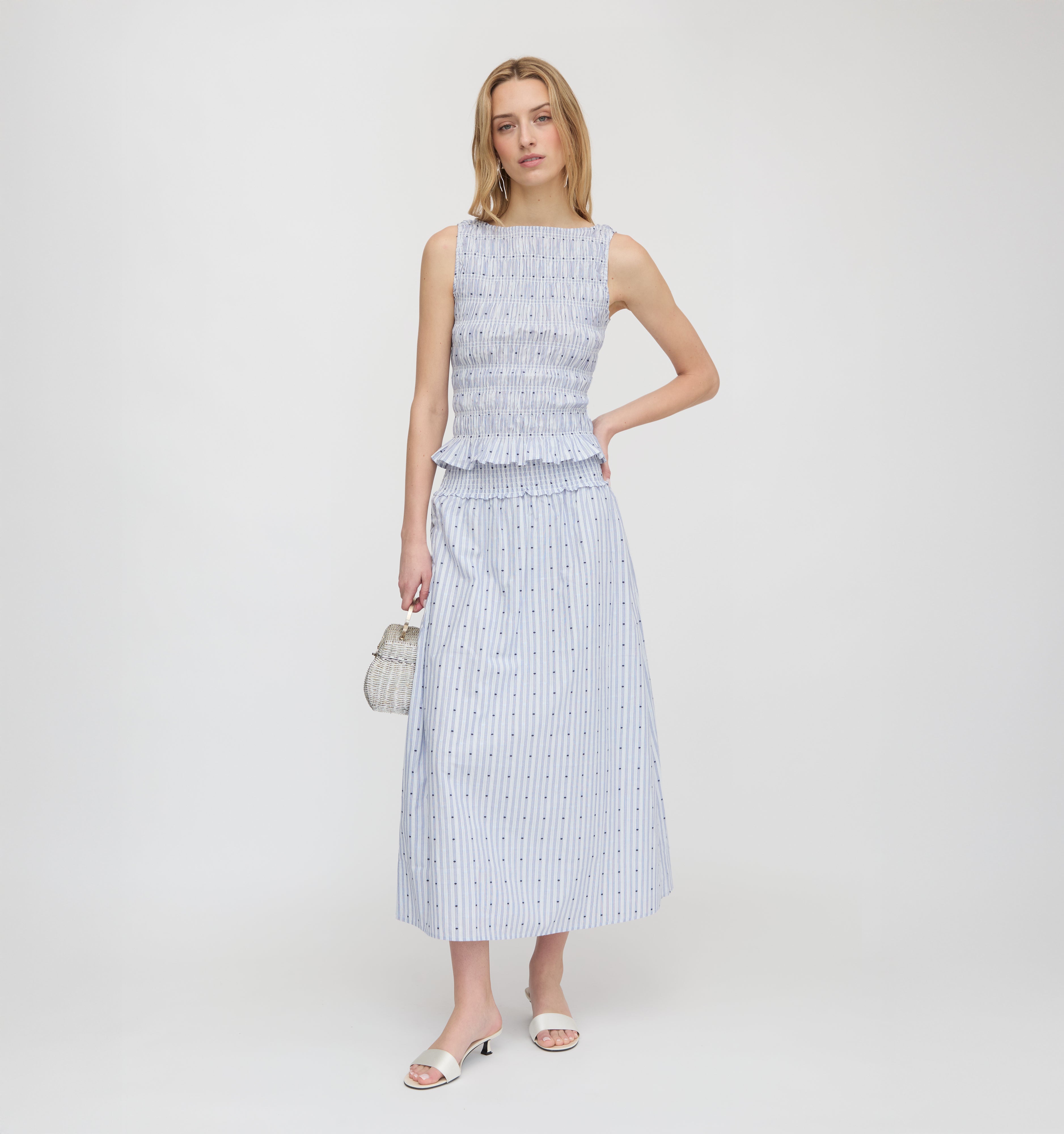 The Delphine Nap Skirt - Blue Swiss Dot – Hill House Home