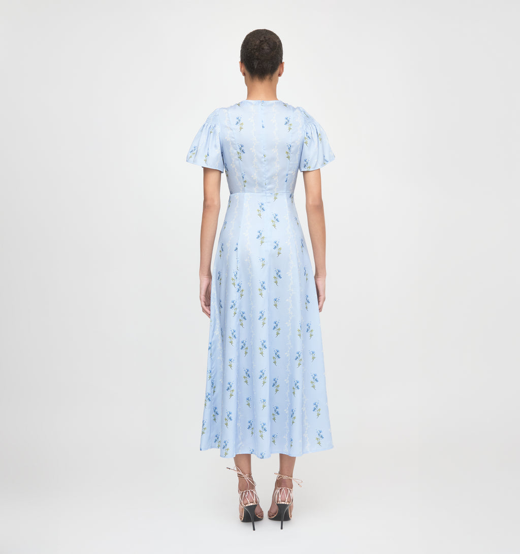 dominique floral long sleeve midi dress Petal and Pup Women's Domenica Shirred Long Sleeve Midi Dress