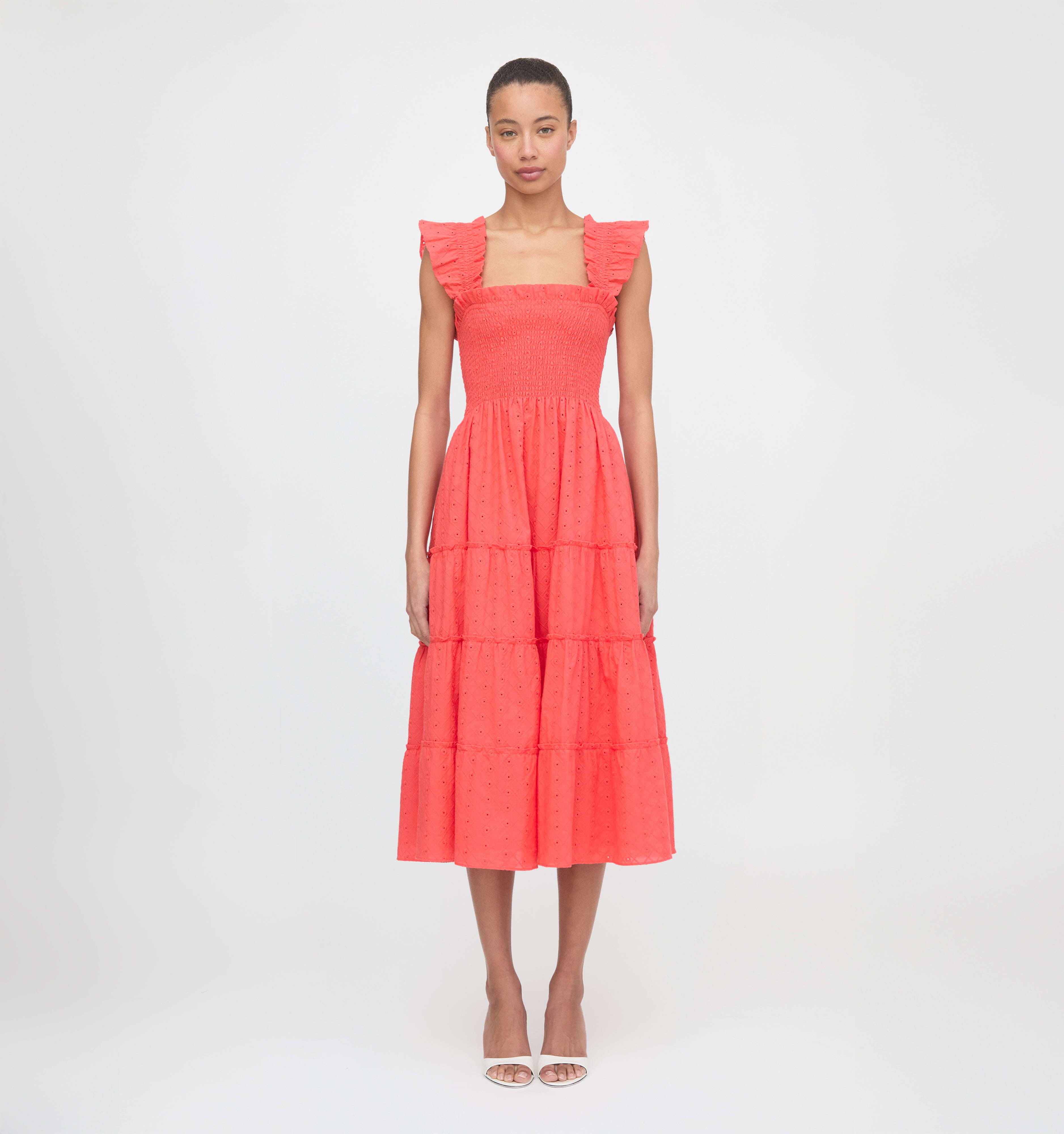 The Ellie Nap Dress - Coral Daisy Broderie