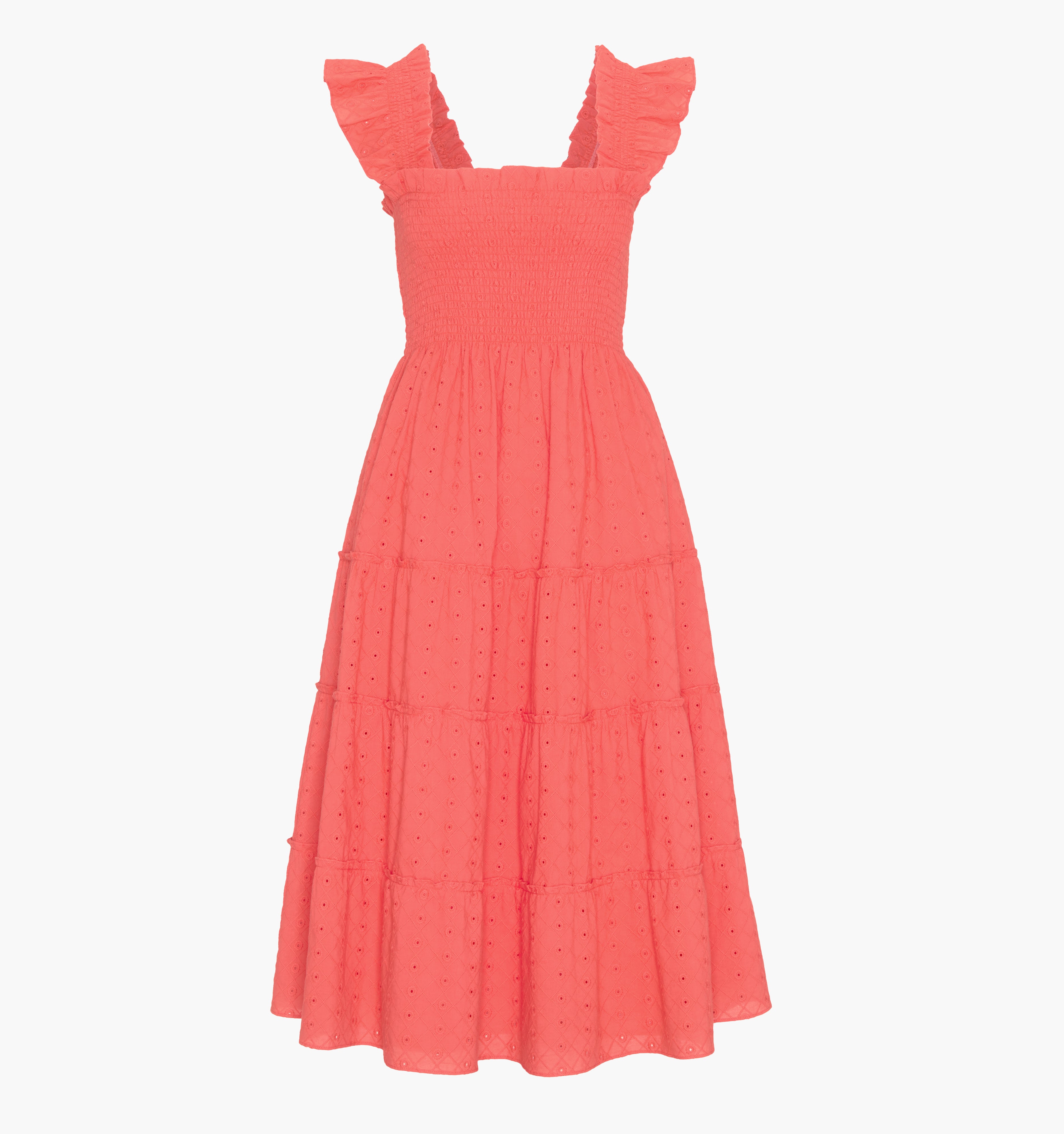 The Ellie Nap Dress - Coral Daisy Broderie