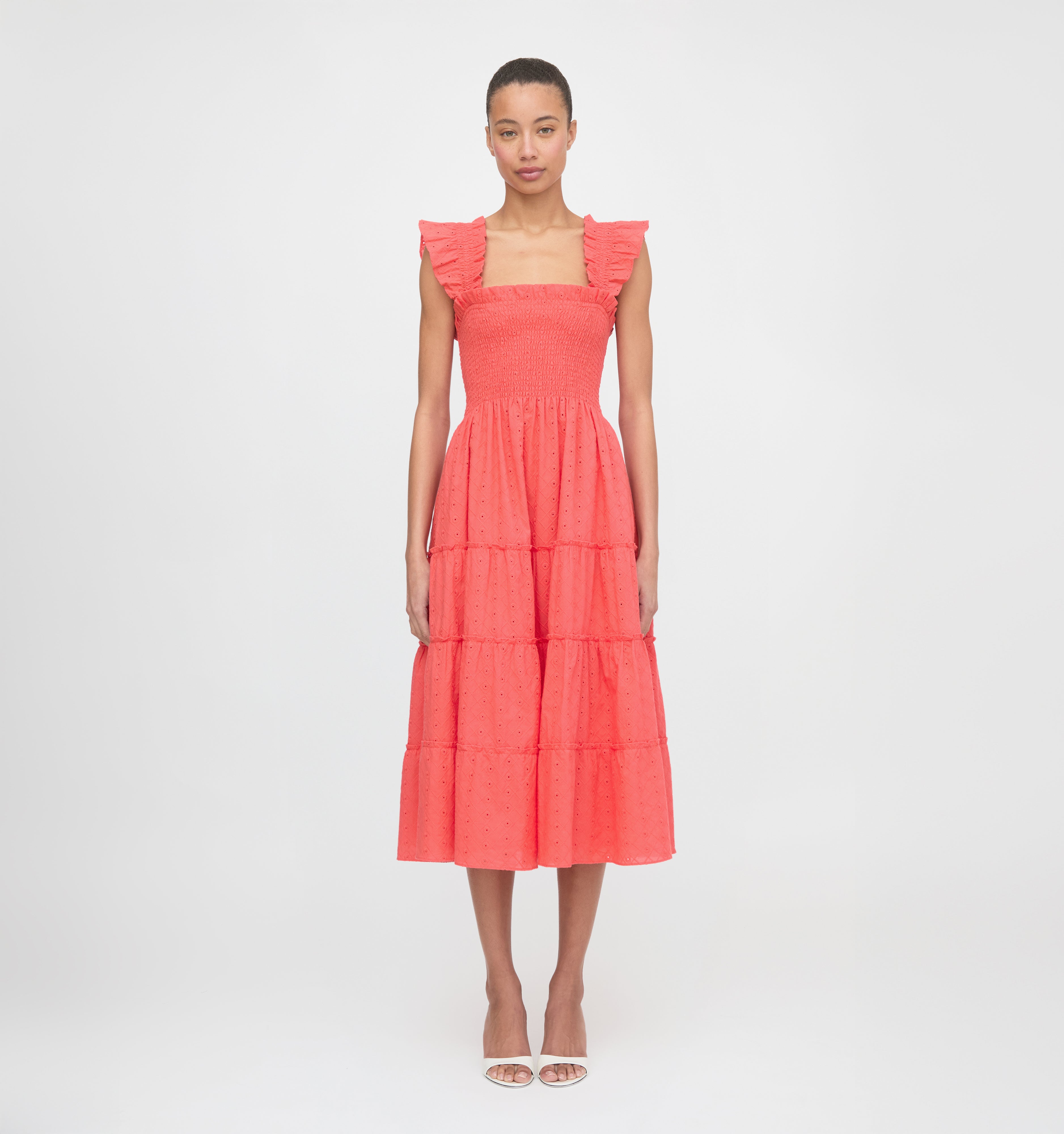 The Ellie Nap Dress - Coral Daisy Broderie