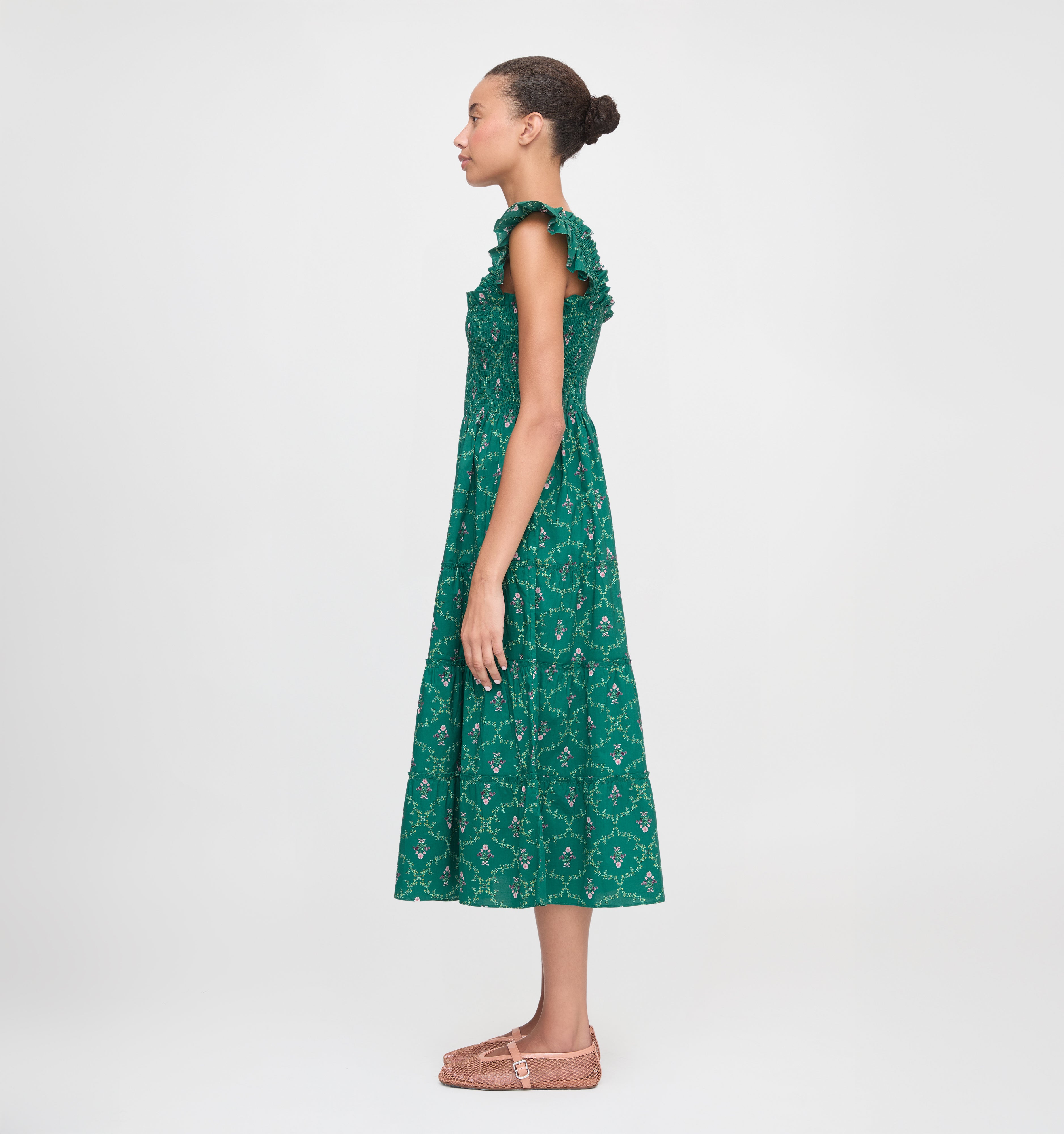 The Ellie Nap Dress - Emerald Trellis