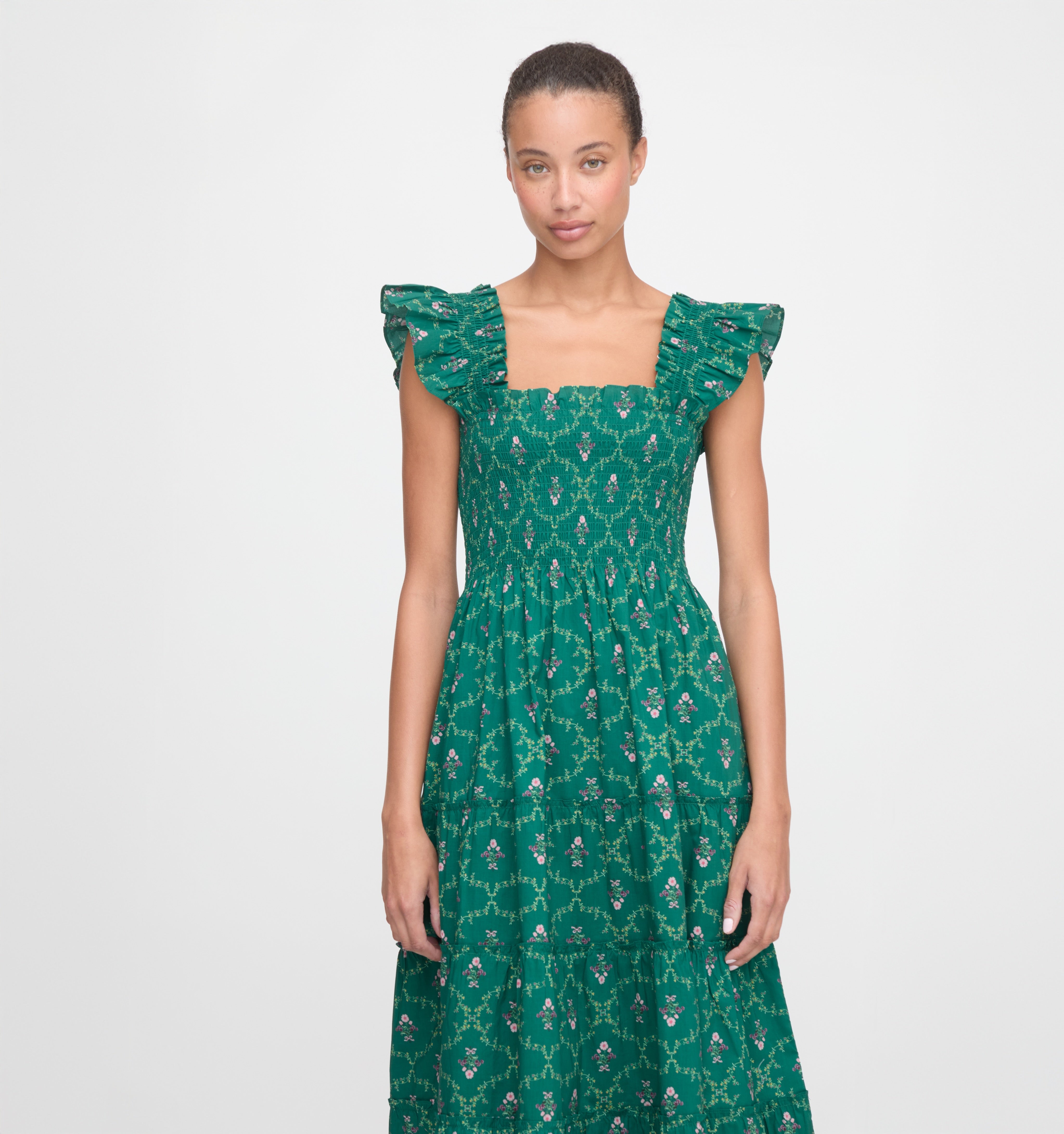 The Ellie Nap Dress - Emerald Trellis