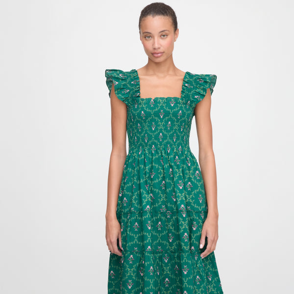 green emerald velvet dress Luana Dress Green House Bloom