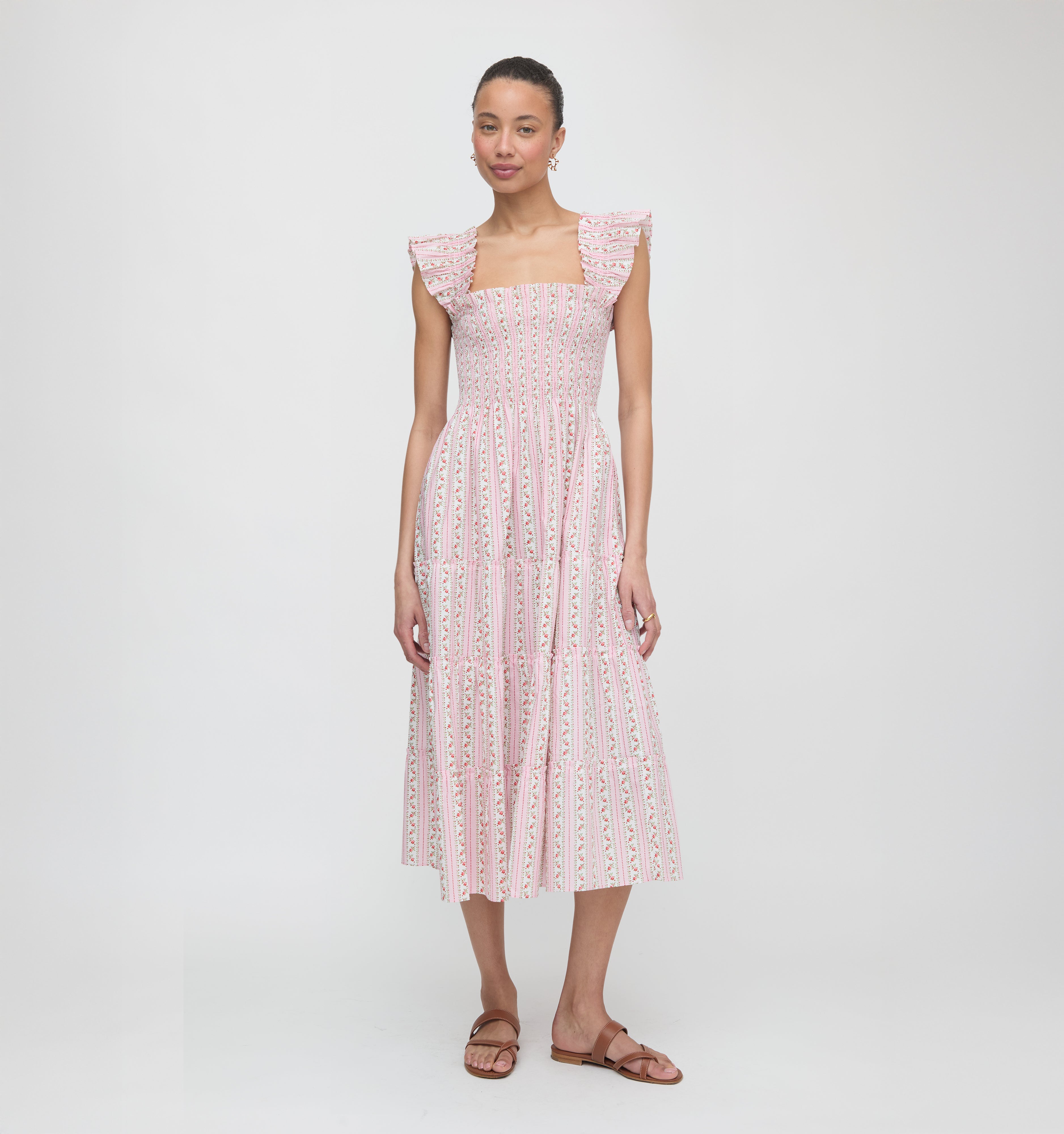 The Ellie Nap Dress - Pink Floral Dot Stripe