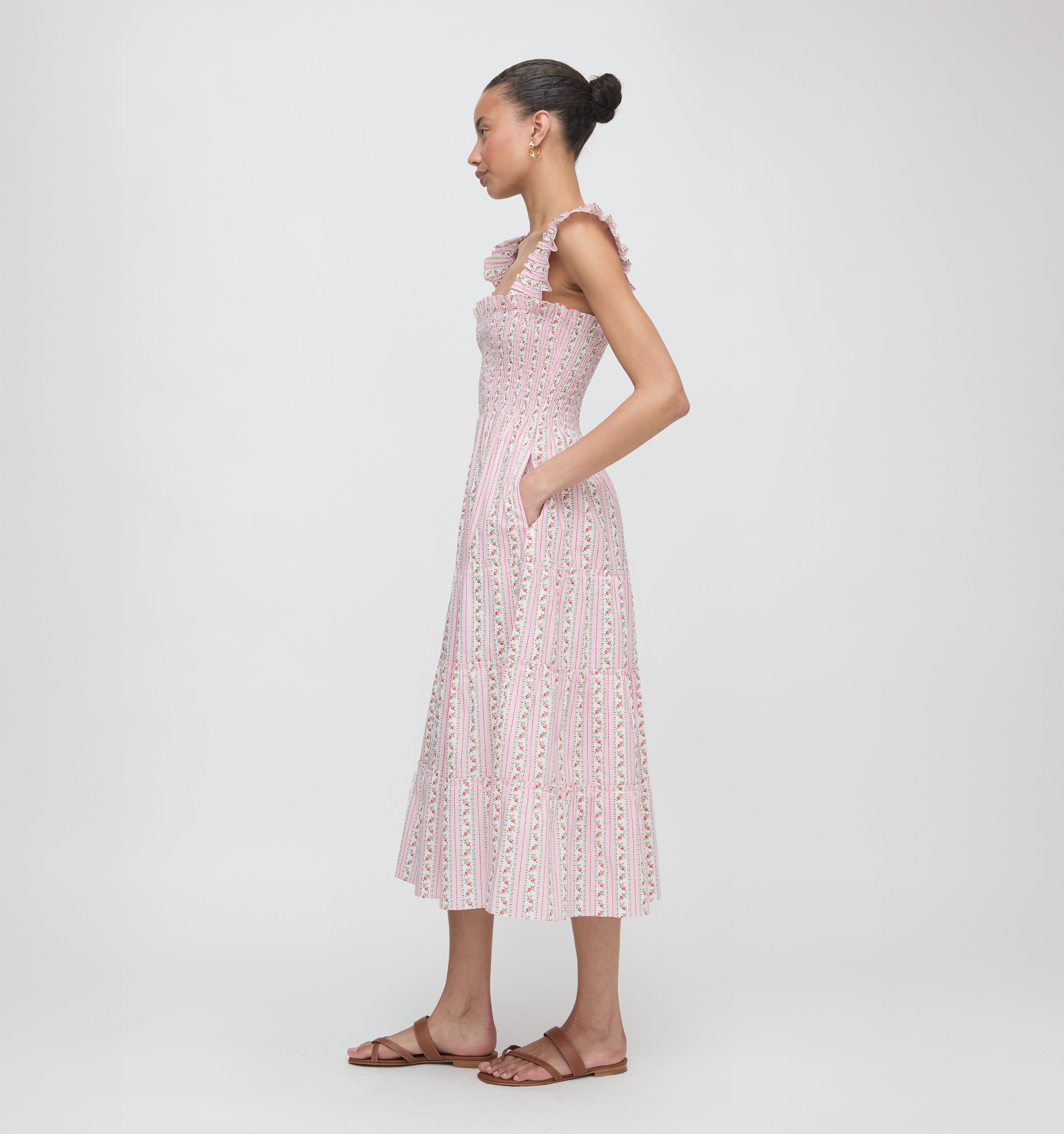 The Ellie Nap Dress - Pink Floral Dot Stripe
