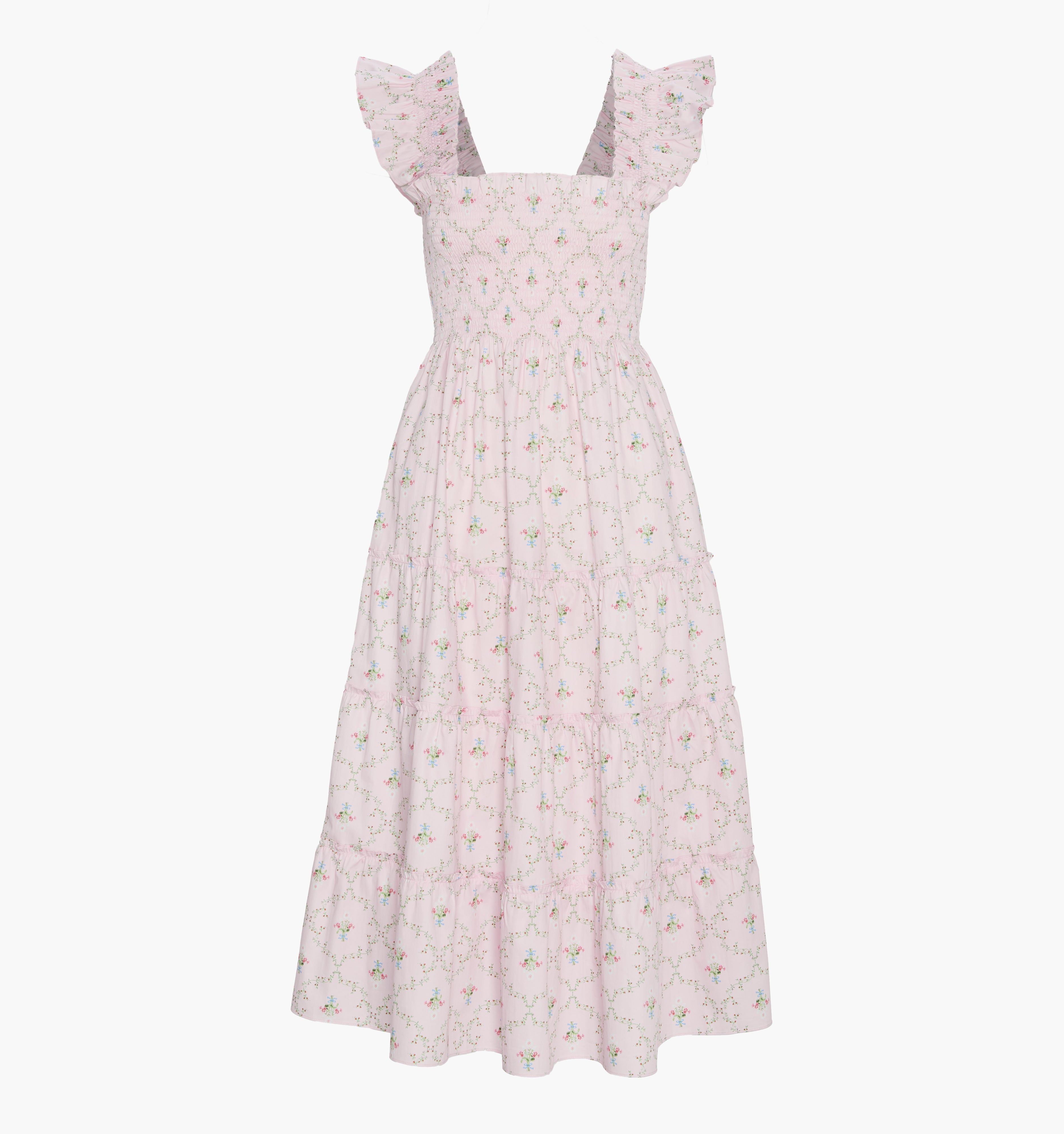 The Ellie Nap Dress in Light Pink Trellis color: Light Pink Trellis 