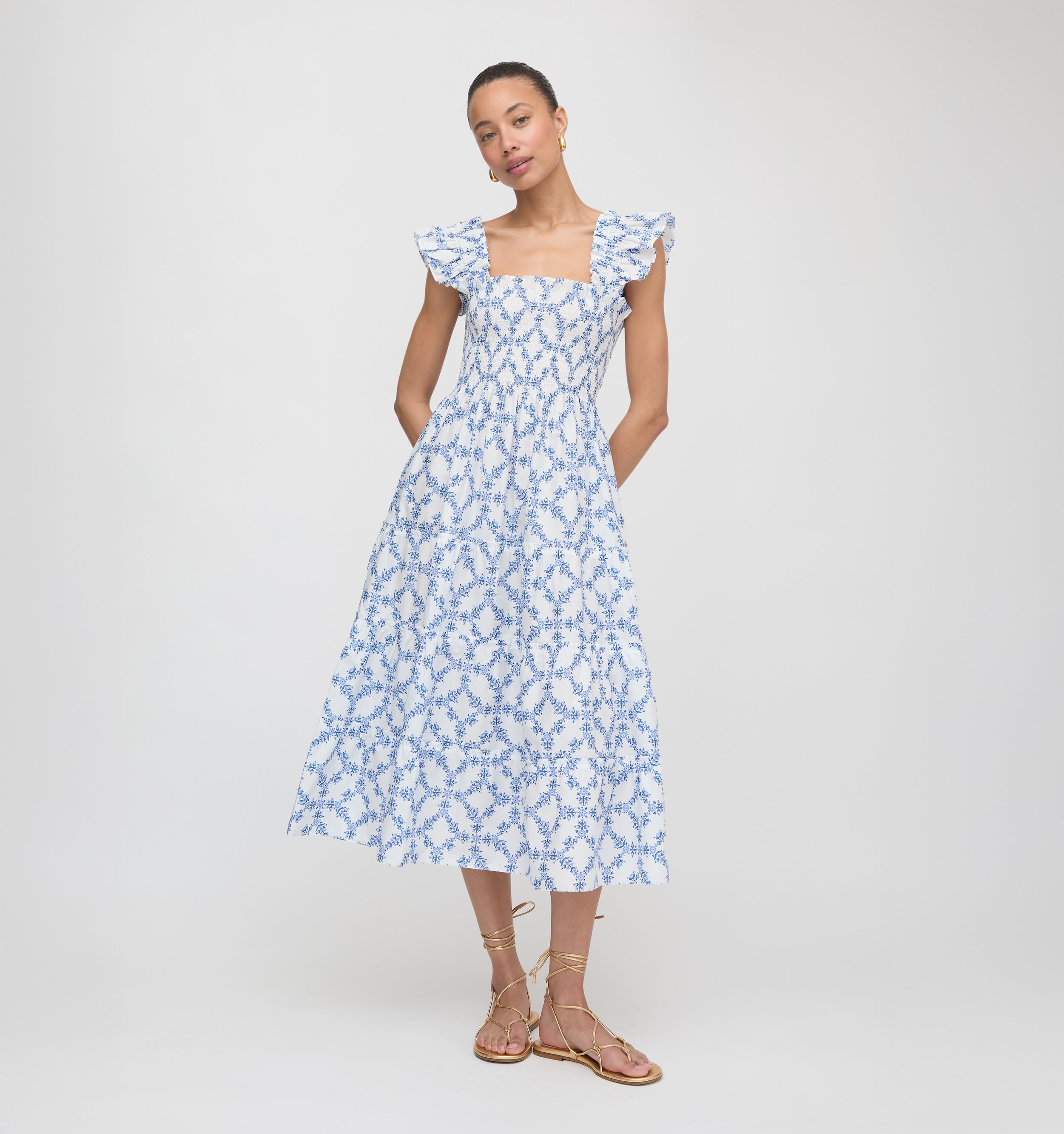 The Ellie Nap Dress - Blue Marigold Block