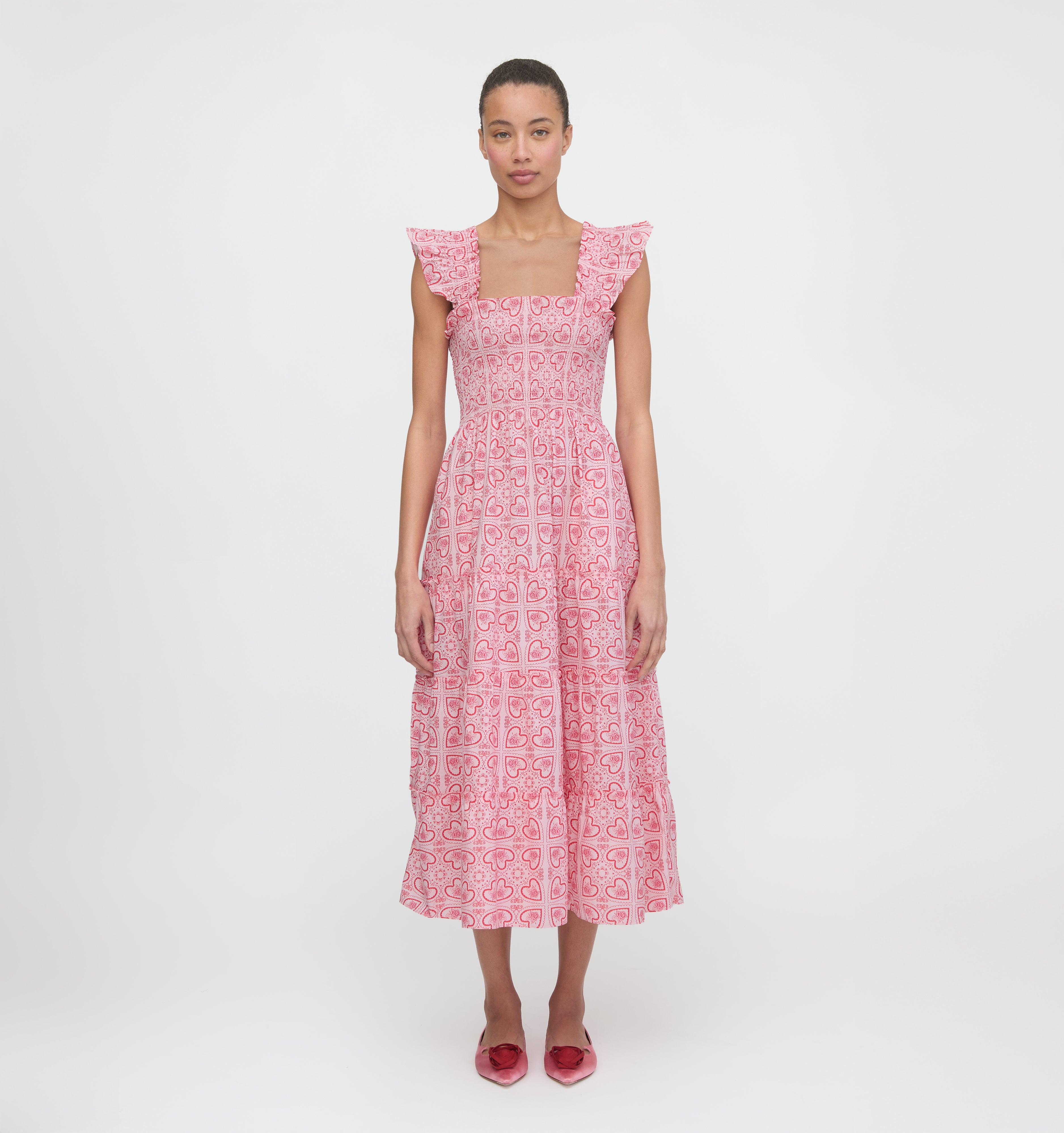 The Ellie Nap Dress - Red Patchwork Doily Heart