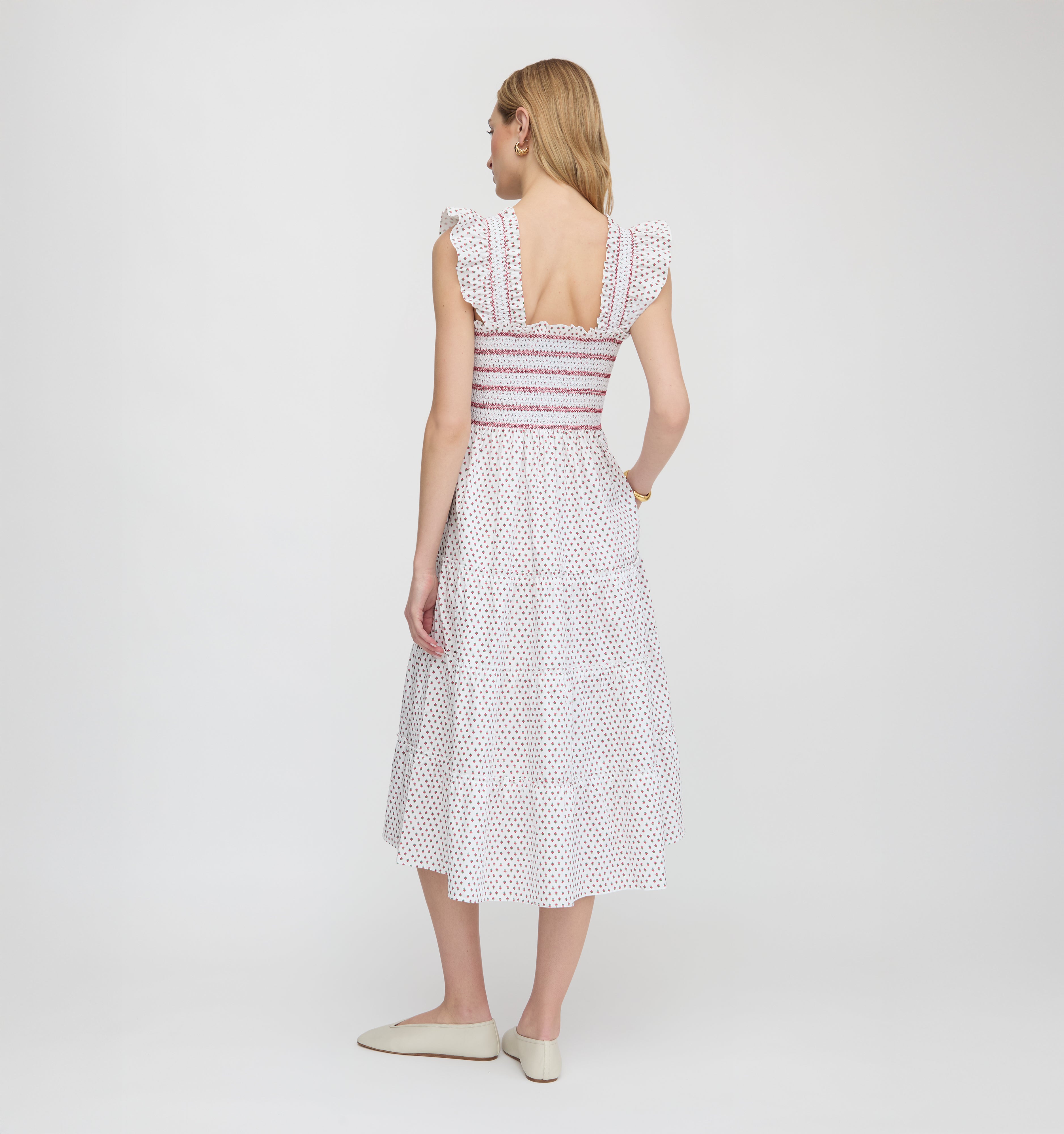 The Ellie Nap Dress - White Poppy Half Drop