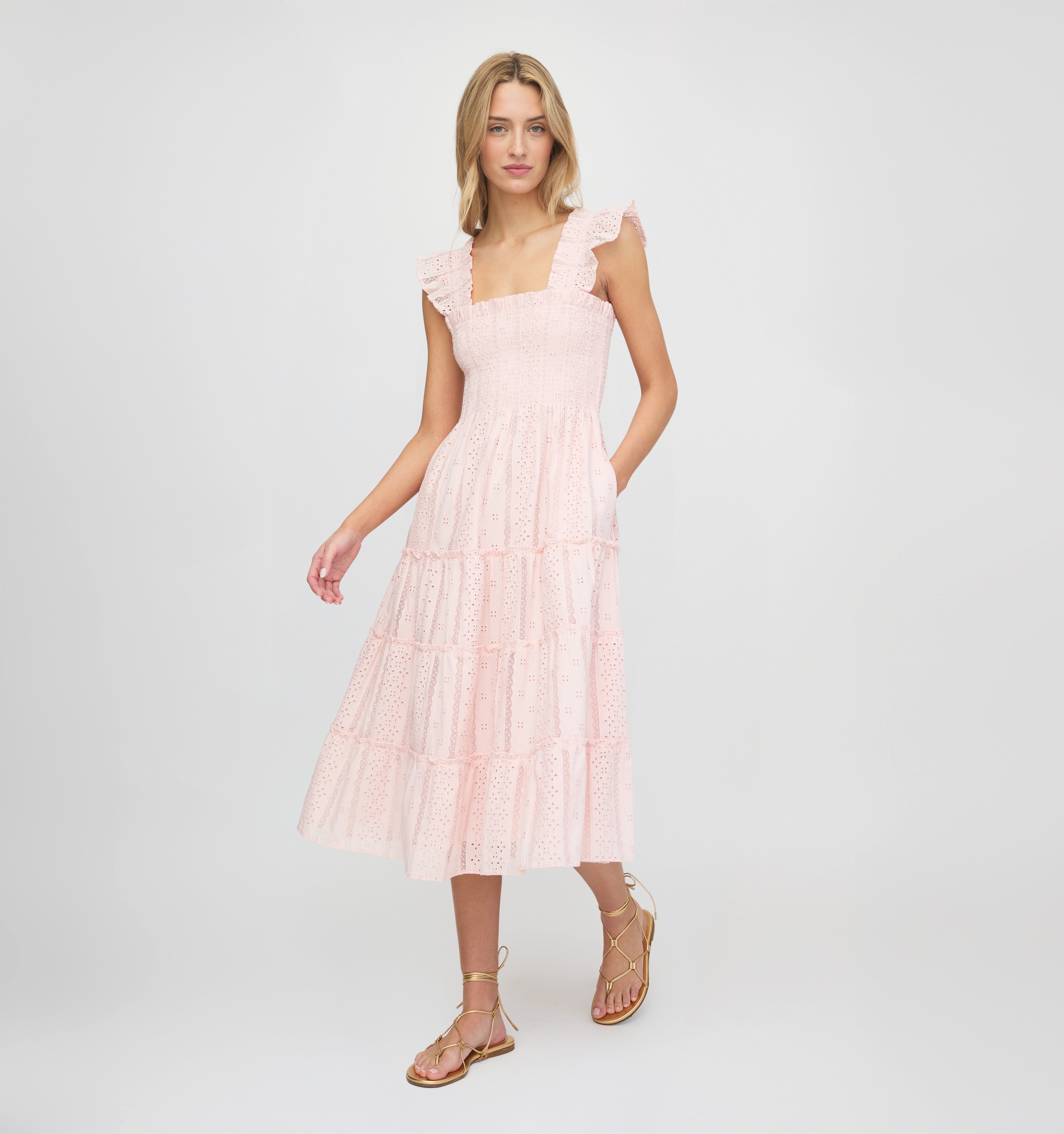 The Ellie Nap Dress - Pink Broderie Voile
