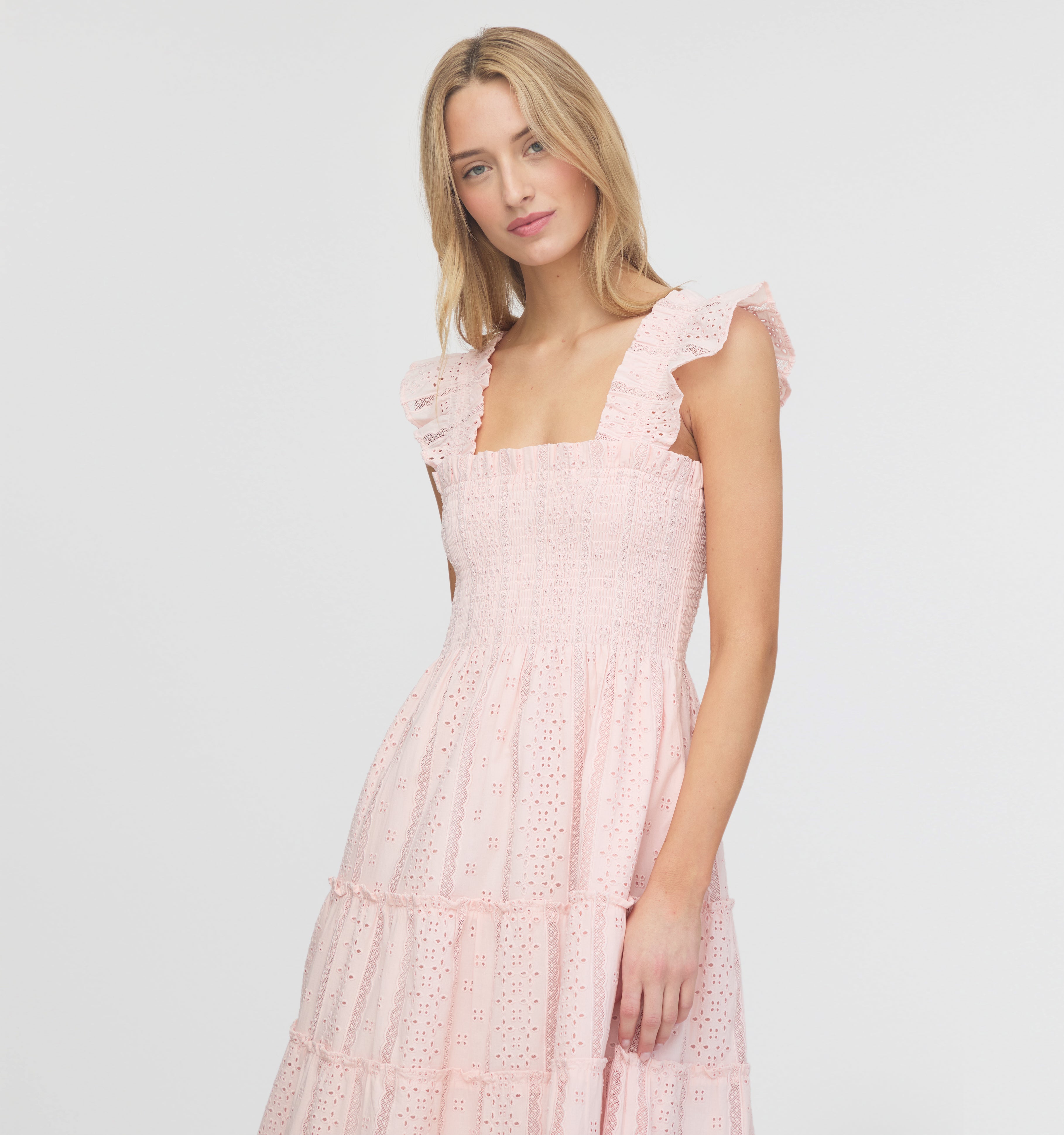 The Ellie Nap Dress - Pink Broderie Voile
