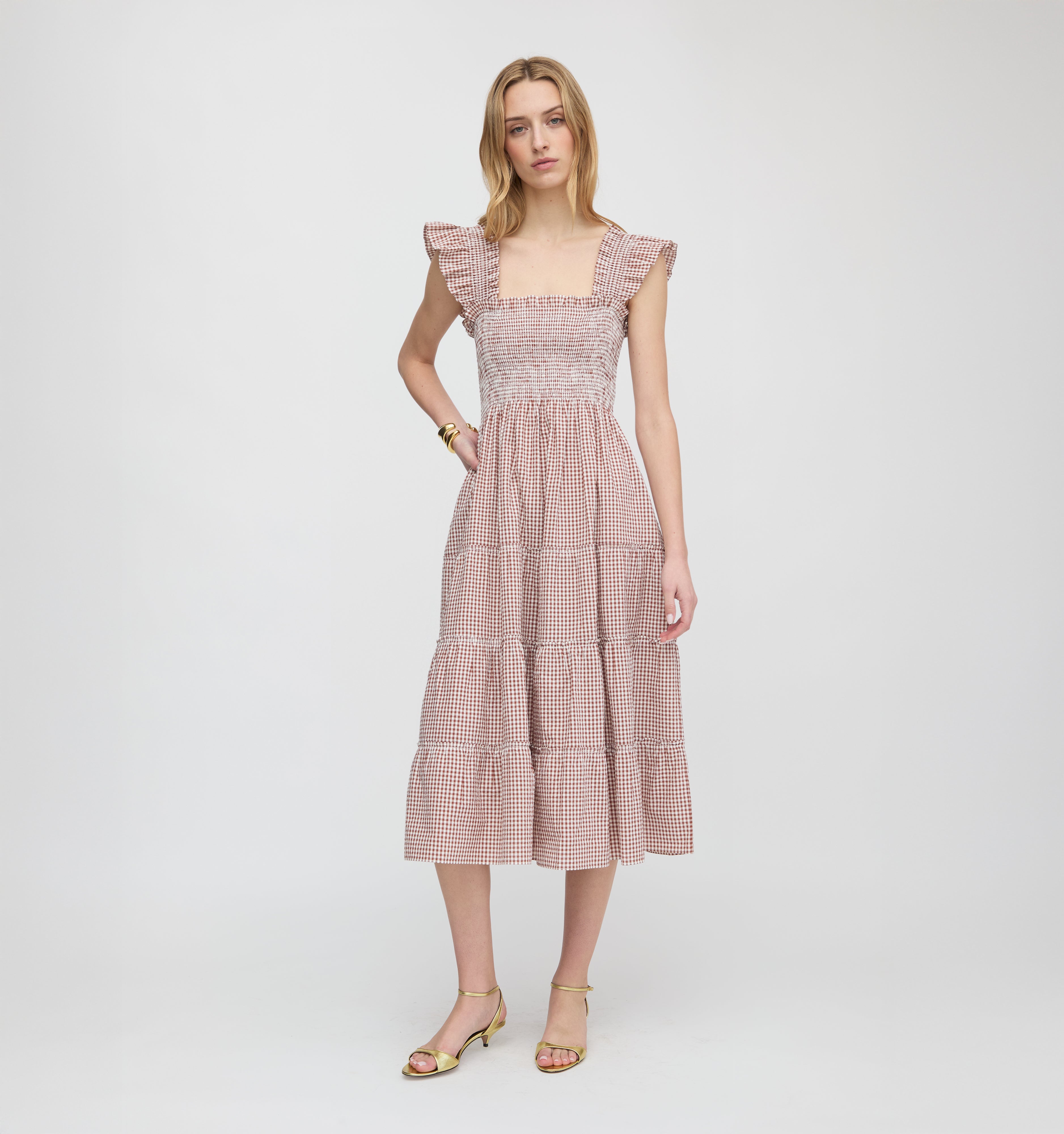 The Ellie Nap Dress - Cognac Gingham – Hill House Home