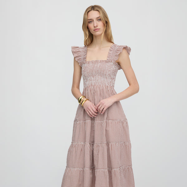 hill house brown gingham dress Hill House Home Women's The Madeline Nap Dress - Black Sand Gingham