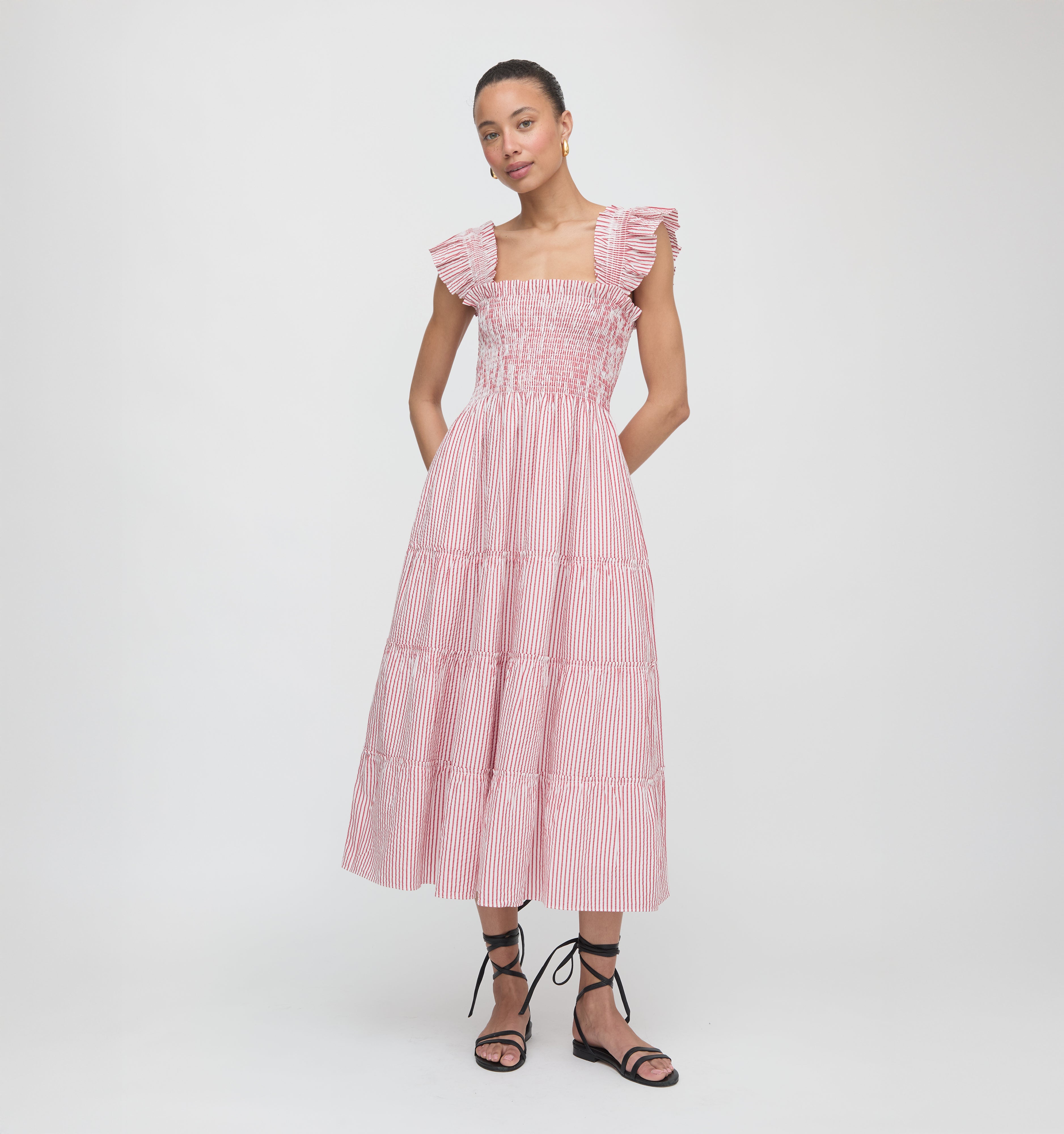 The Ellie Nap Dress - Red Ticking Stripe
