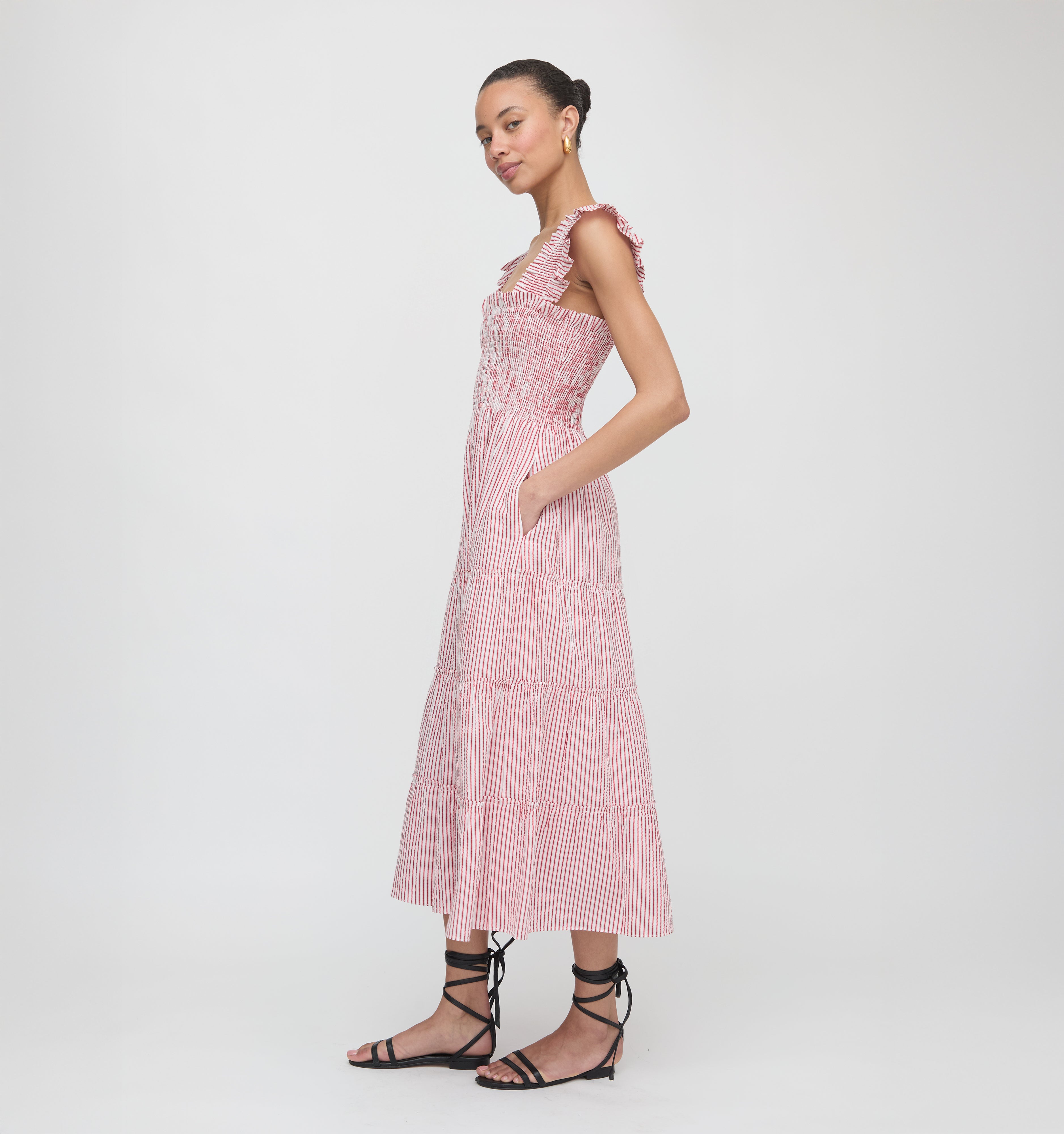 The Ellie Nap Dress - Red Ticking Stripe