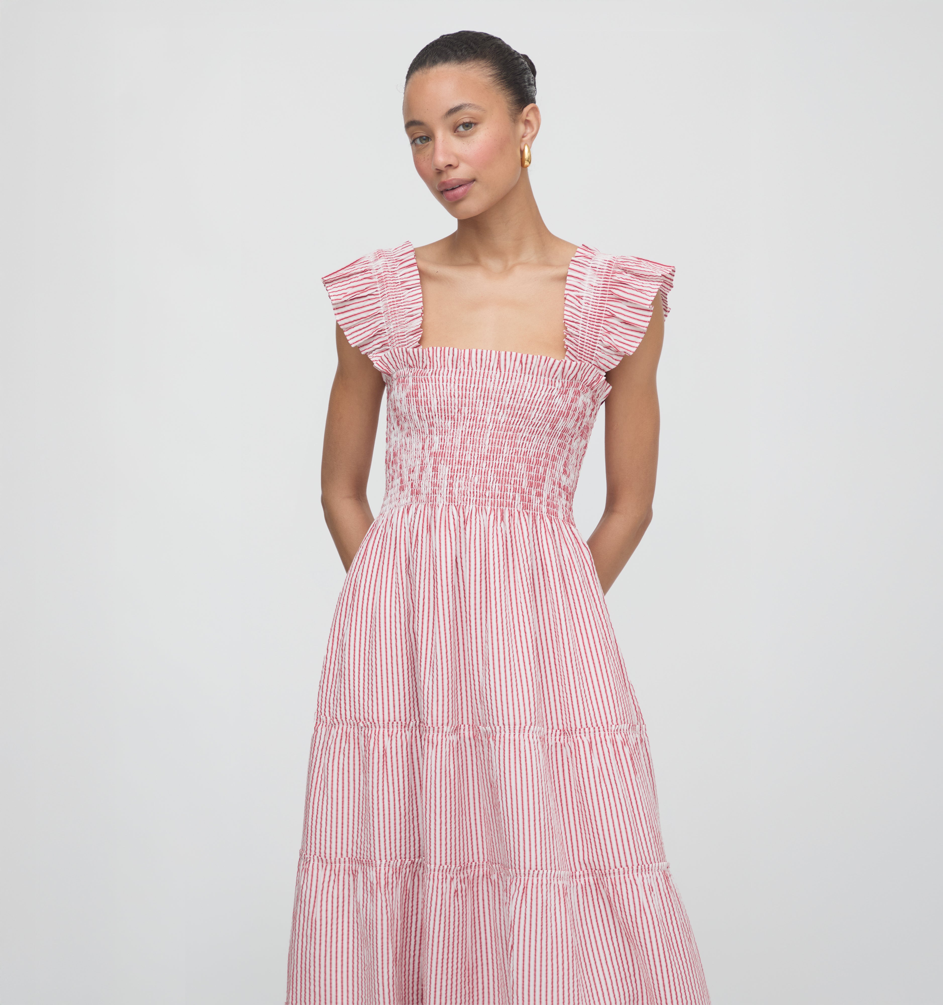 The Ellie Nap Dress - Red Ticking Stripe