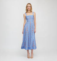 The Ezra Dress - Blue Floral Batik Stripe – Hill House Home