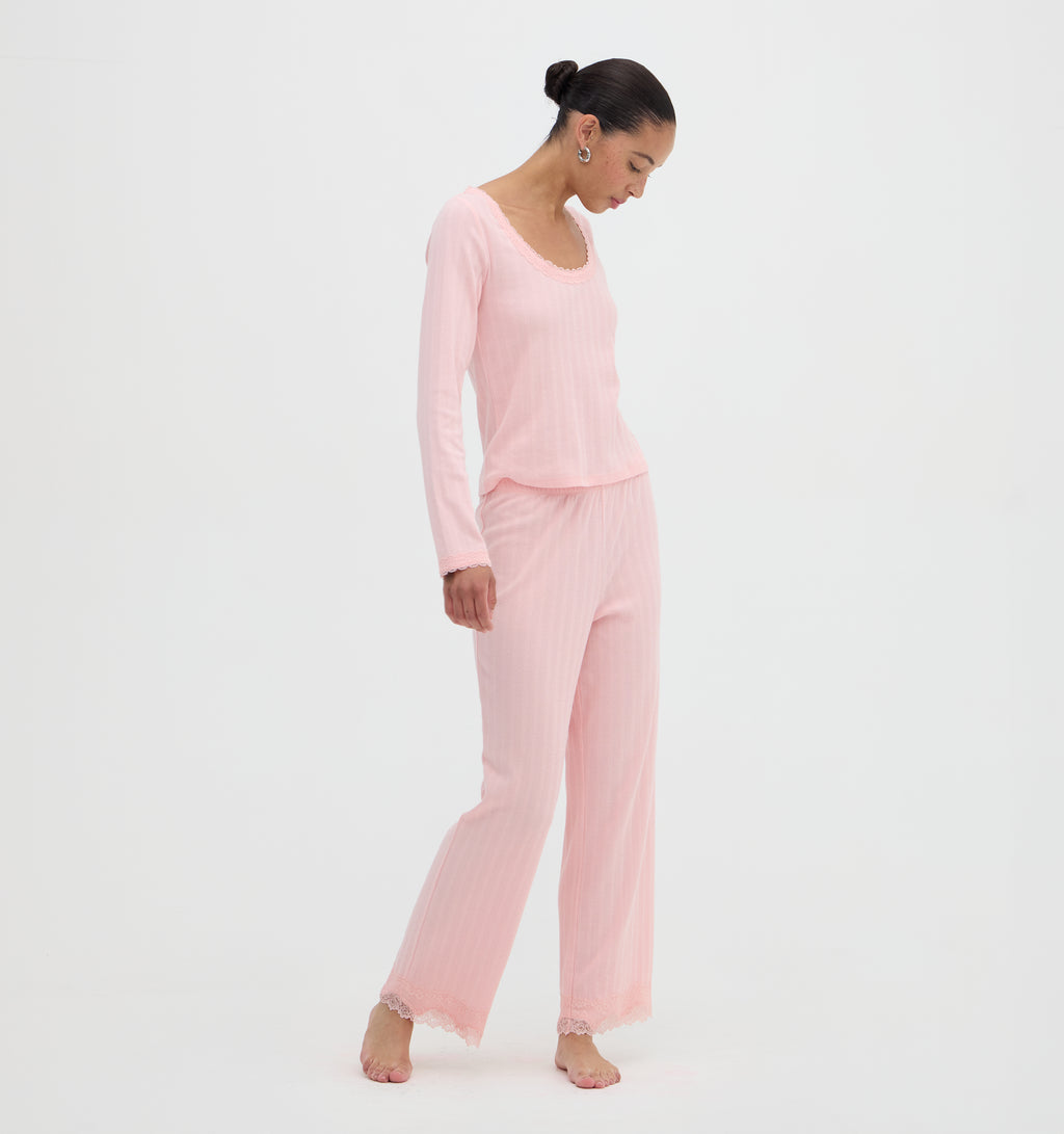 HILL HOUSE HOME The Filippa Pointelle Pajama Set - Ballet Pink