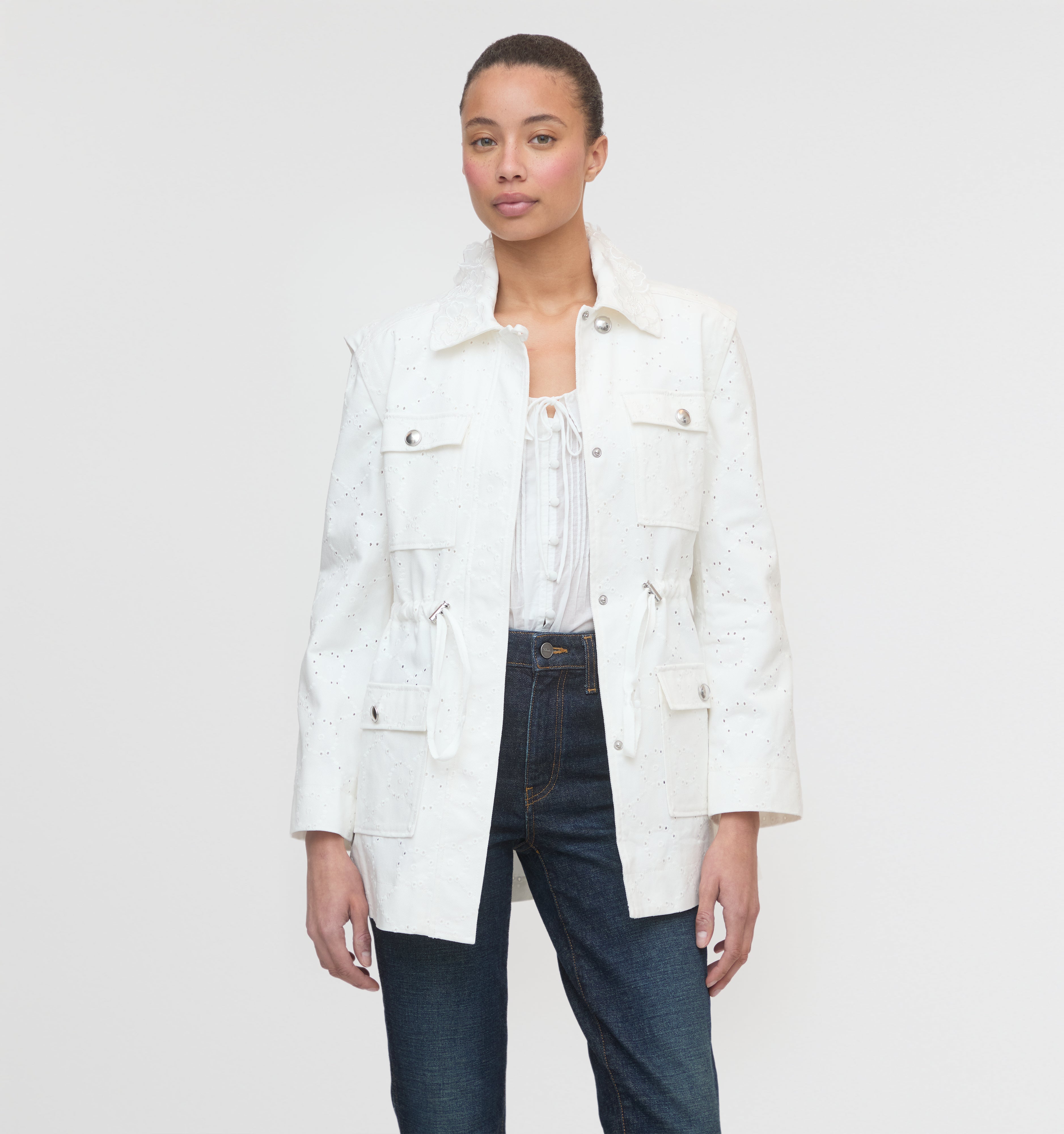 The Gillian Jacket - Ivory Eyelet – Hill House Home