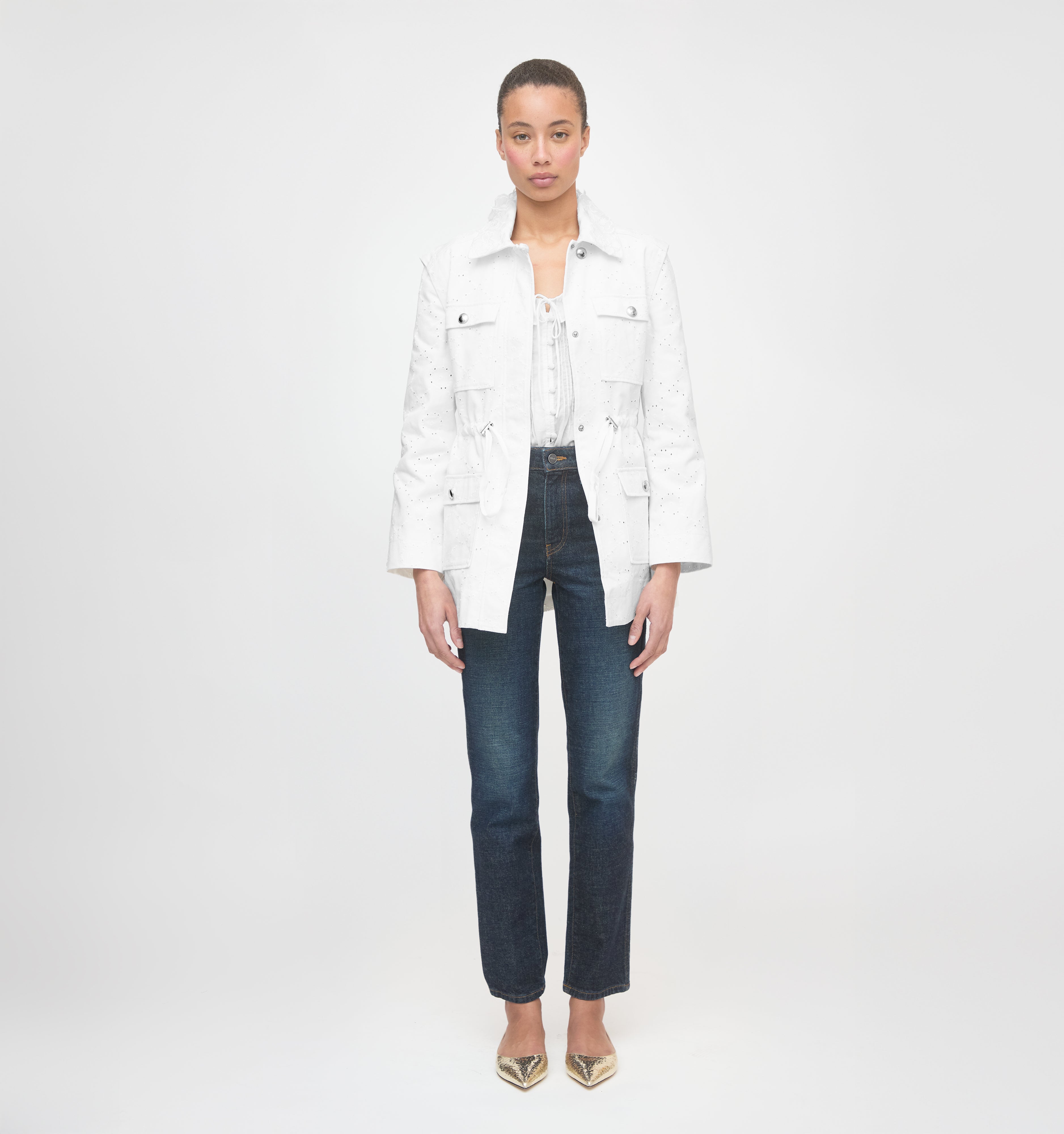 The Gillian Jacket - Ivory Eyelet – Hill House Home