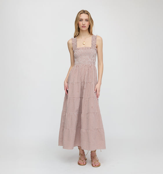 The Goldie Nap Dress - Cognac Gingham – Hill House Home