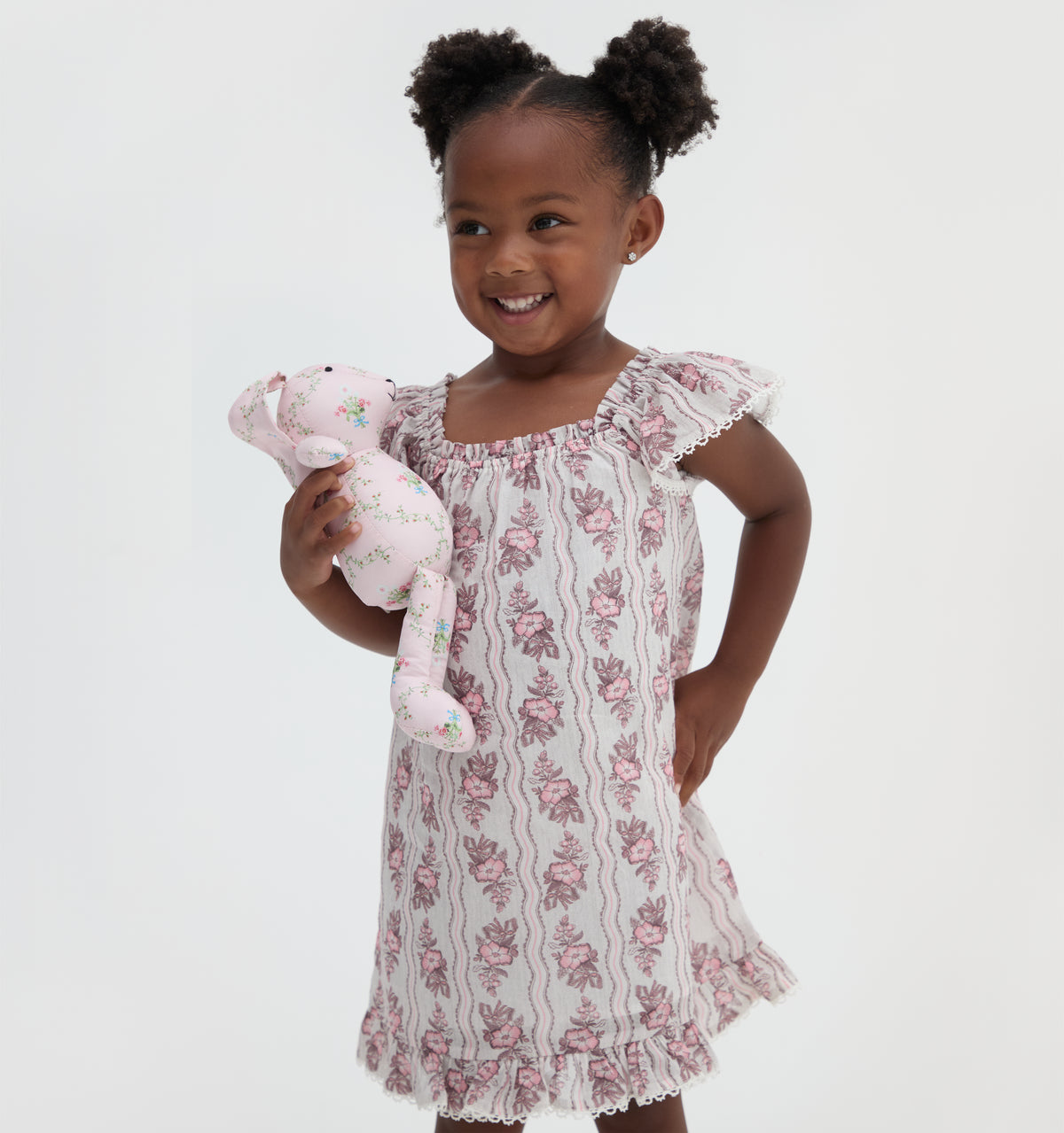 The Tiny Lucinda Dress - Peony Scallop Stripe Pink