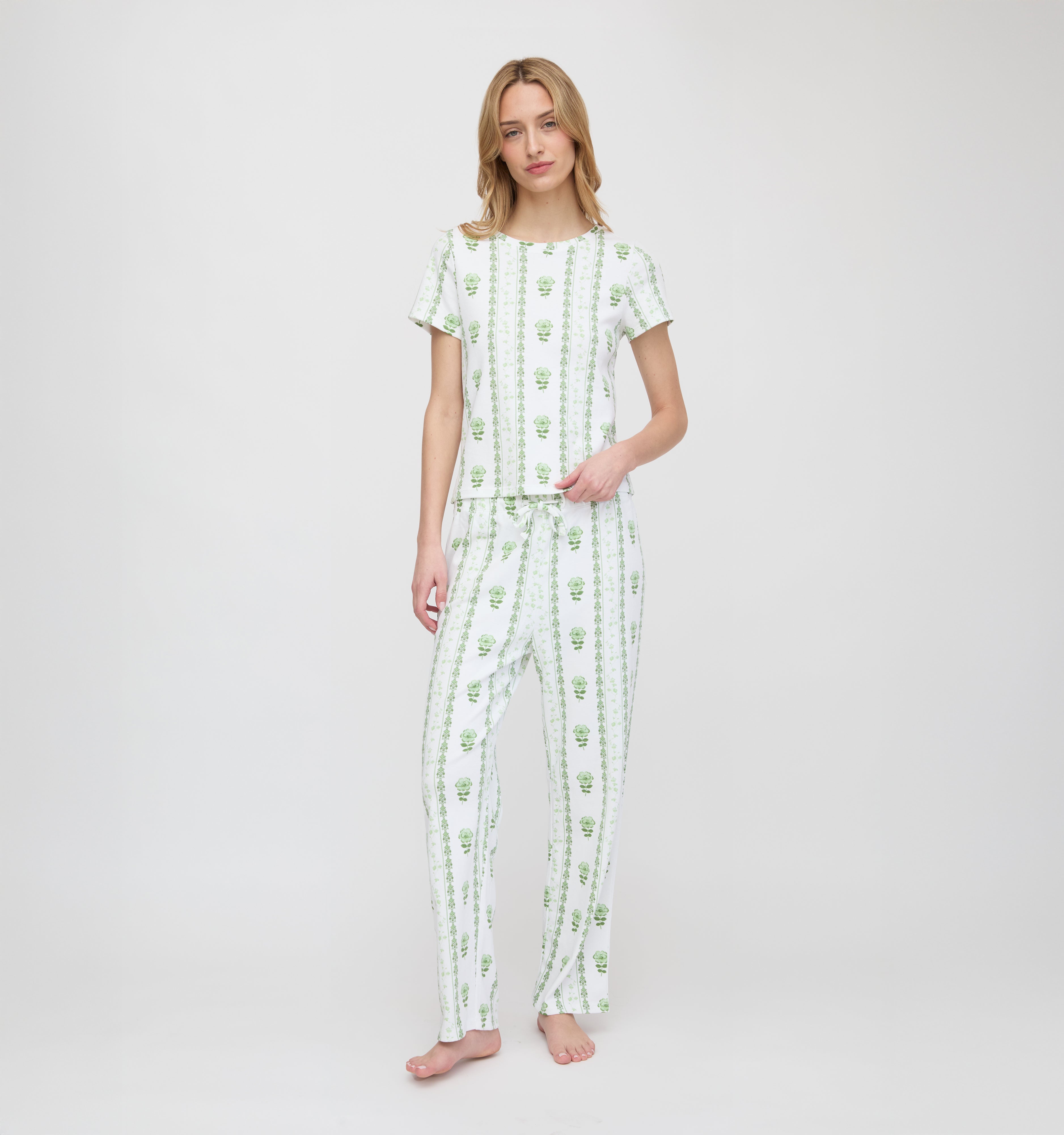The Kelly Pajama Set - Green Trellis – Hill House Home