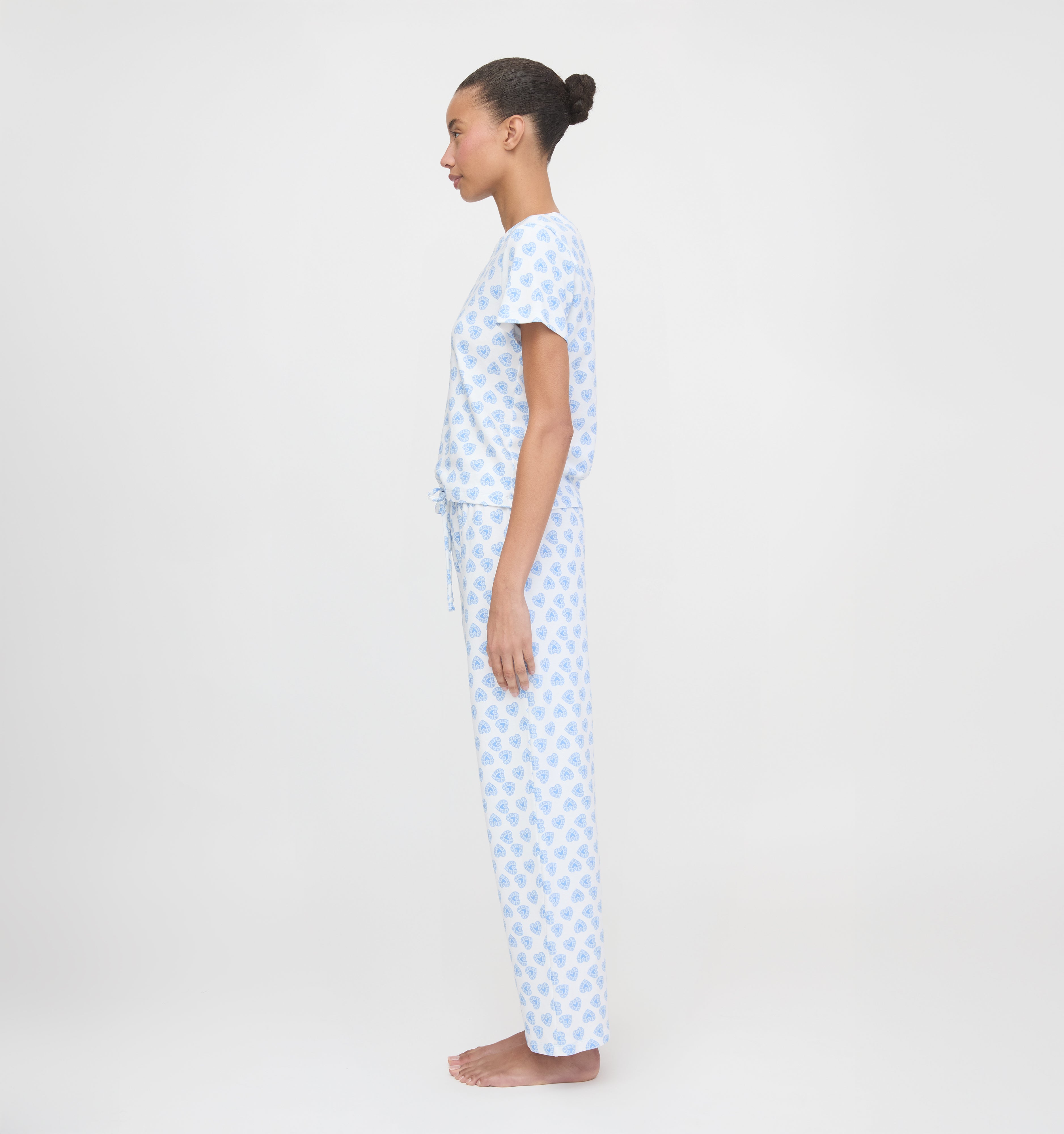 The Kelly Pajama Set - Blue Doily Heart